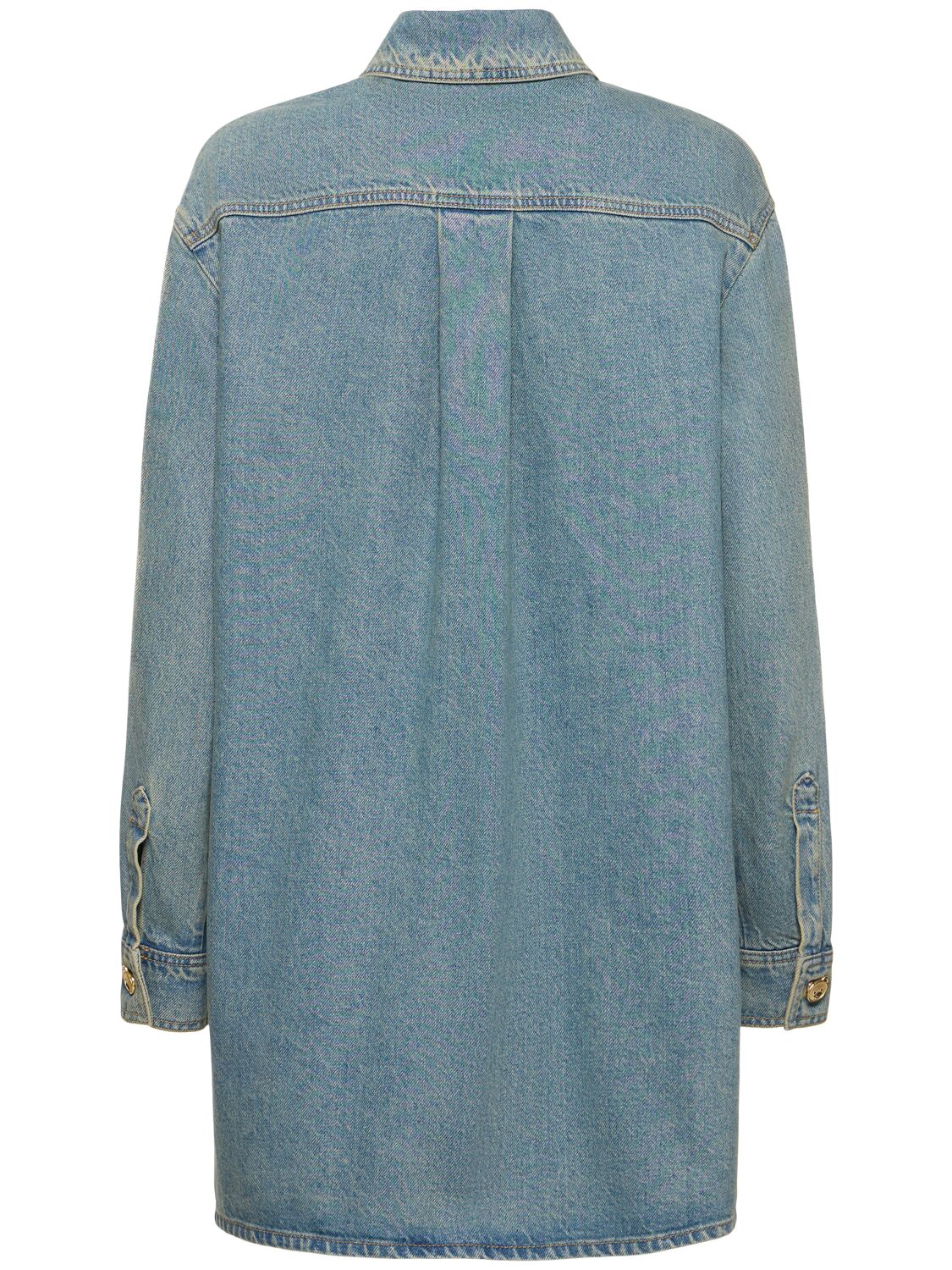 Shop Moschino Cotton Denim Shirt In Light Blue