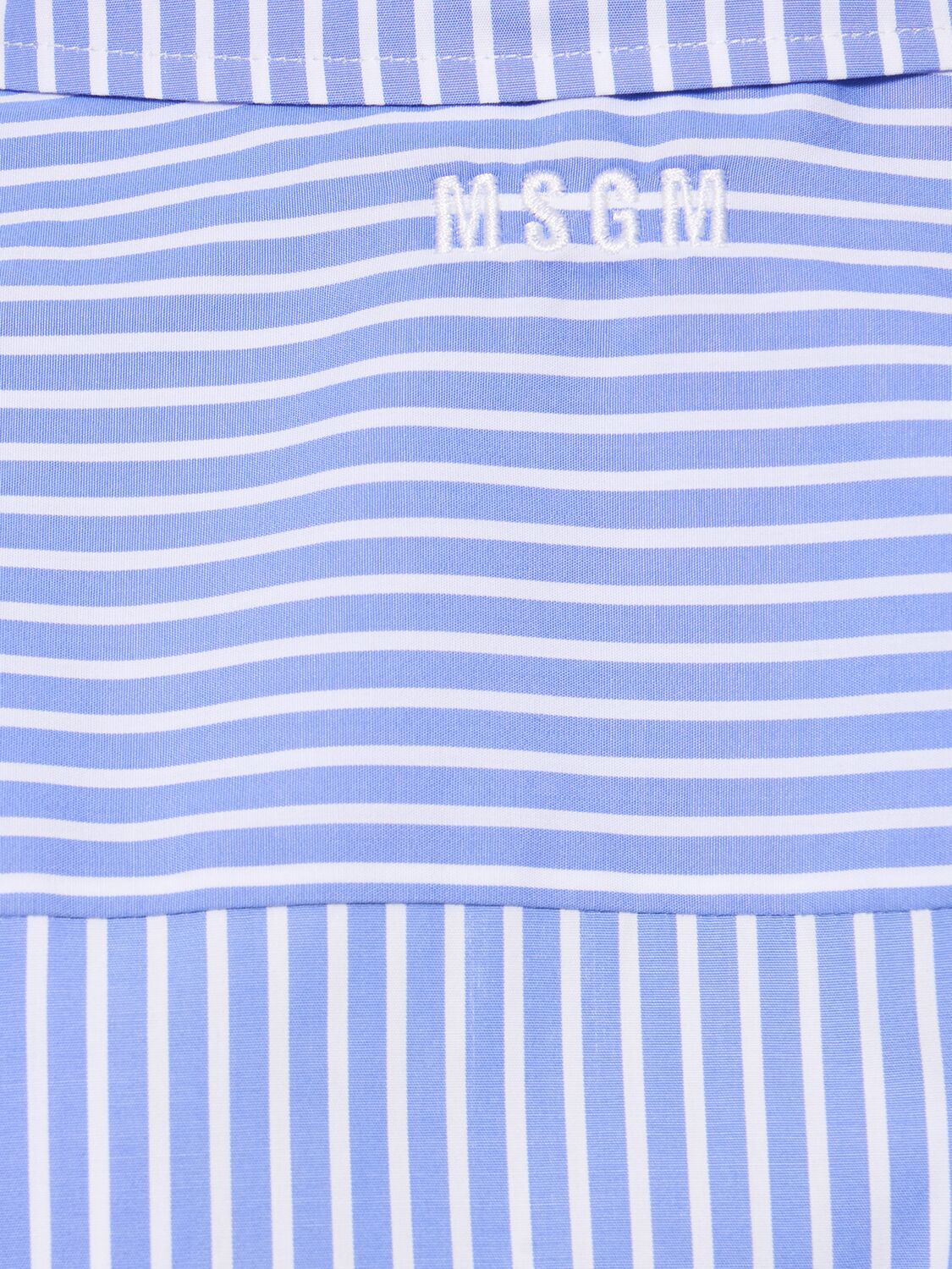 Shop Msgm Cotton Poplin Mini Dress In Light Blue