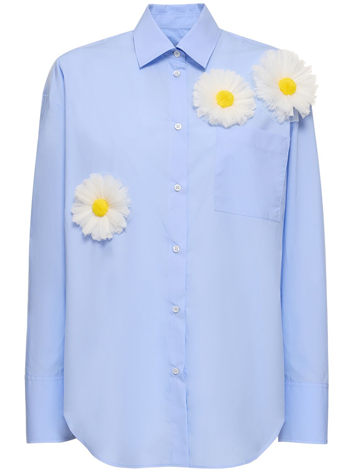 Msgm Cotton Poplin Shirt In Light Blue