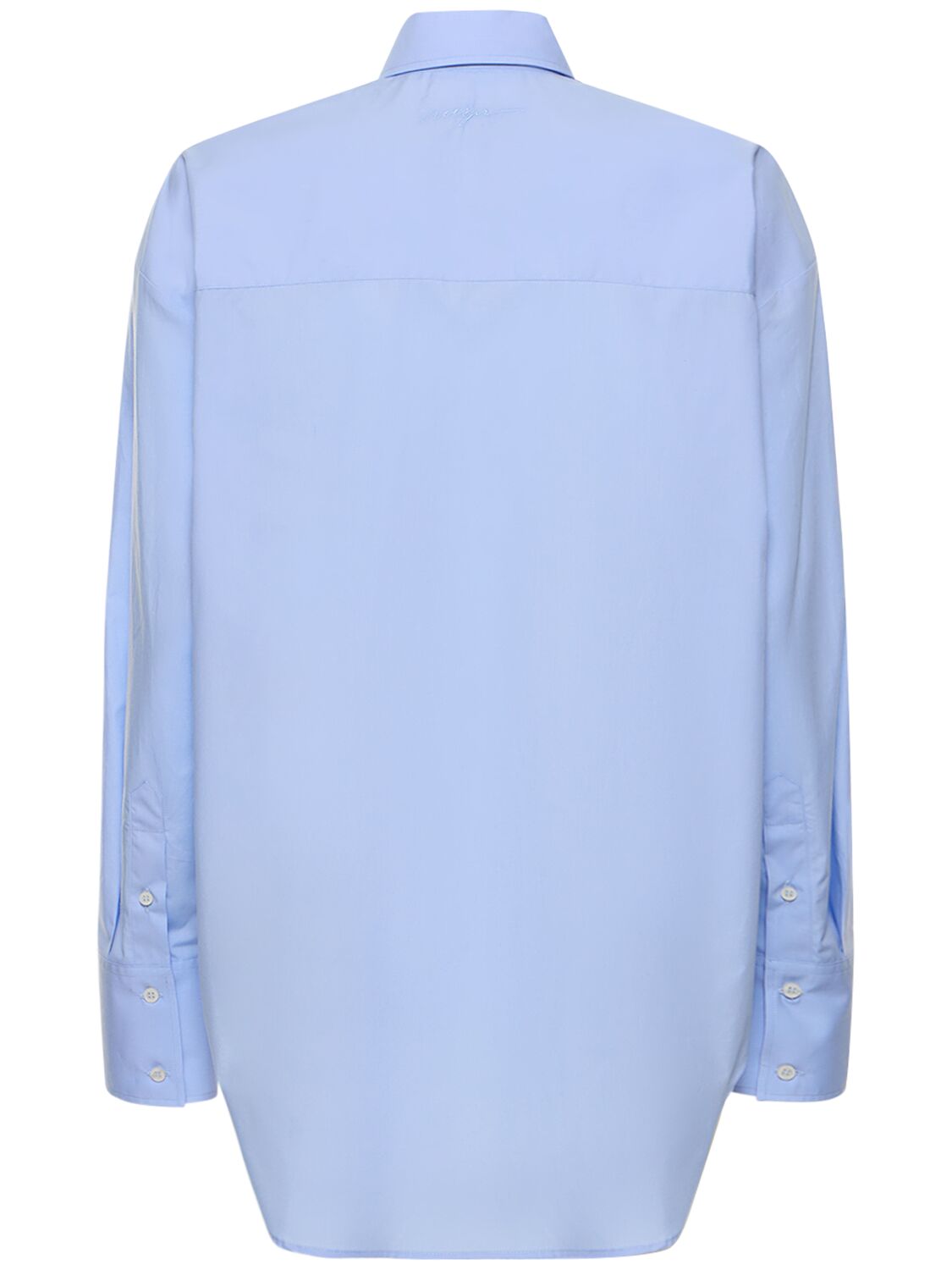 Shop Msgm Cotton Poplin Shirt In Light Blue