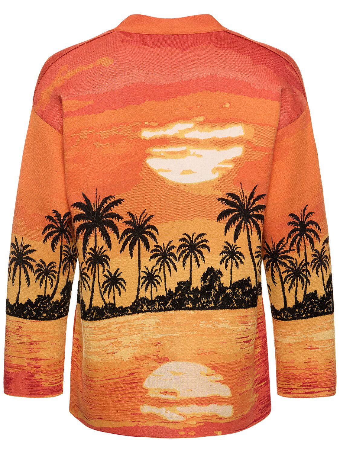 Shop Alanui Kerala Sunset Wool & Silk Knit Cardigan In Orange