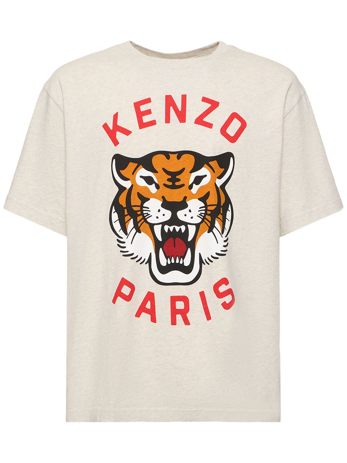 Image of Tiger Print Cotton Jersey T-shirt