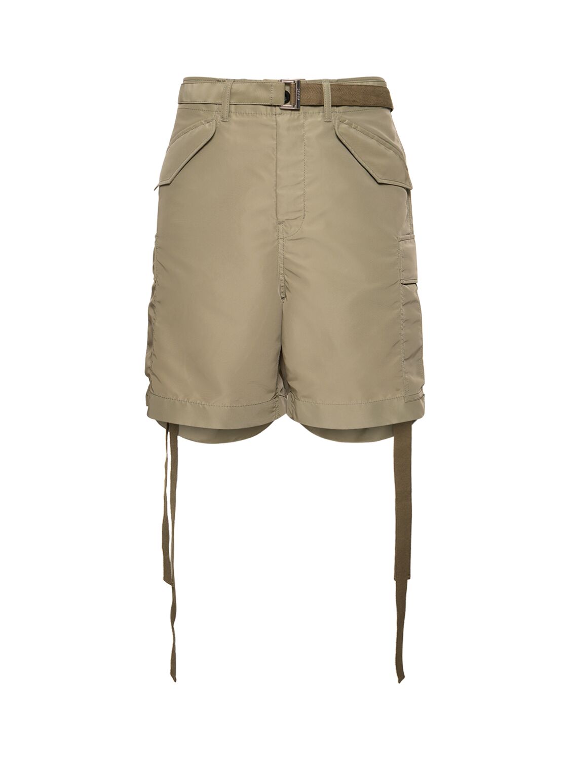 Shop Sacai Nylon Twill Shorts In Light Khaki