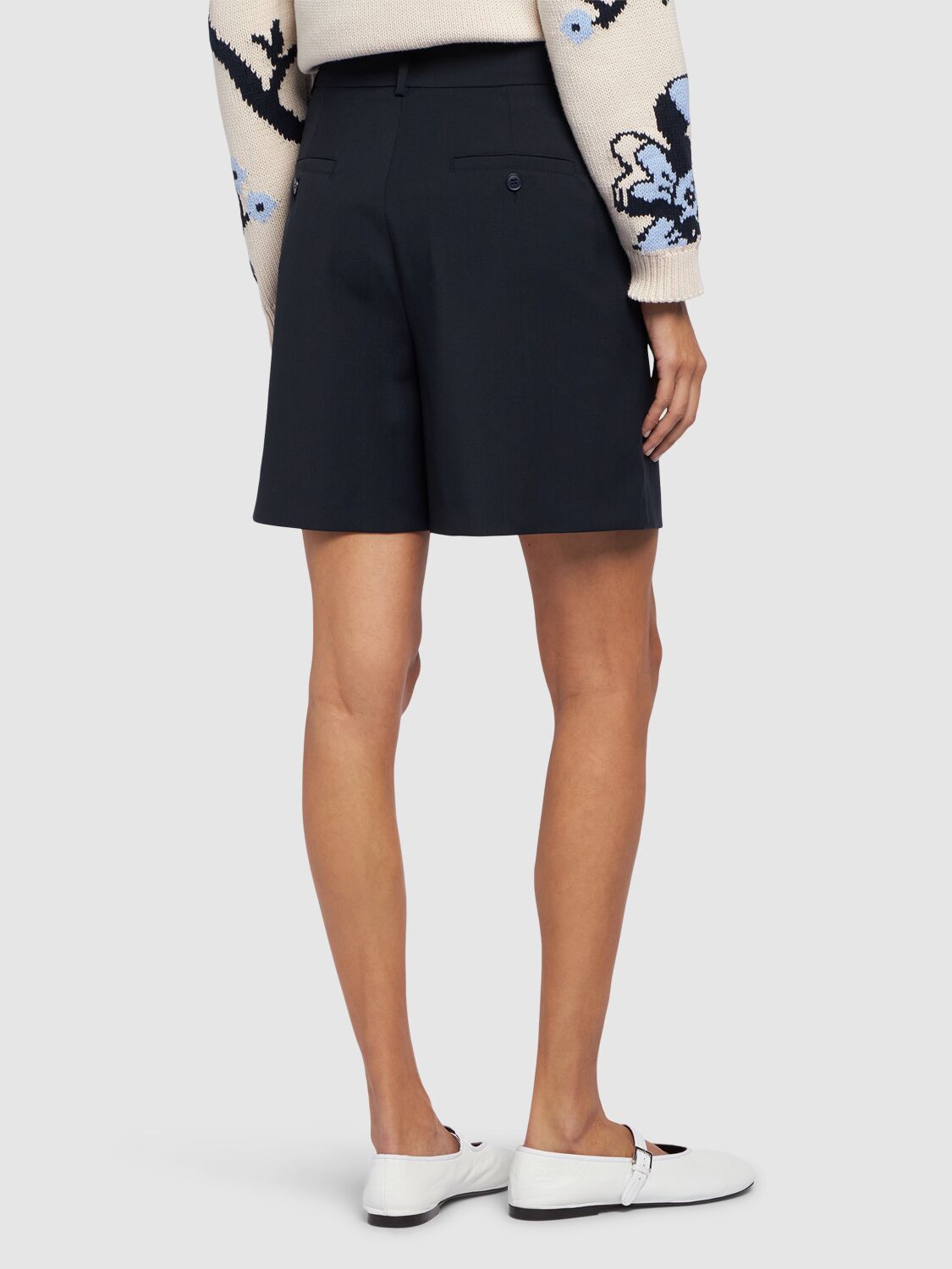 Shop Weekend Max Mara Nabulus Stretch Wool Bermuda Shorts In Navy