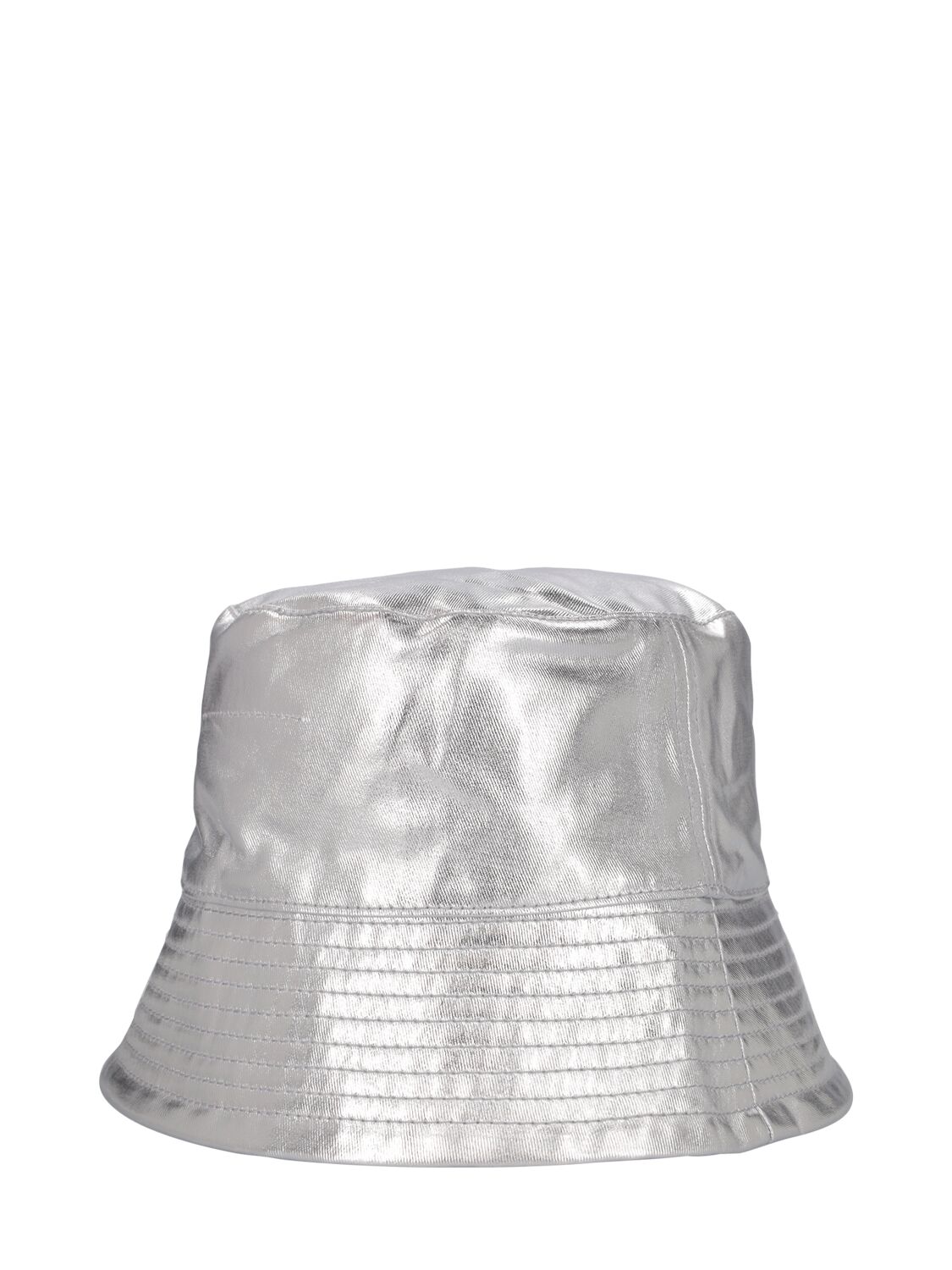 Shop Mm6 Maison Margiela Laminated Logo Print Cotton Bucket Hat In Silver