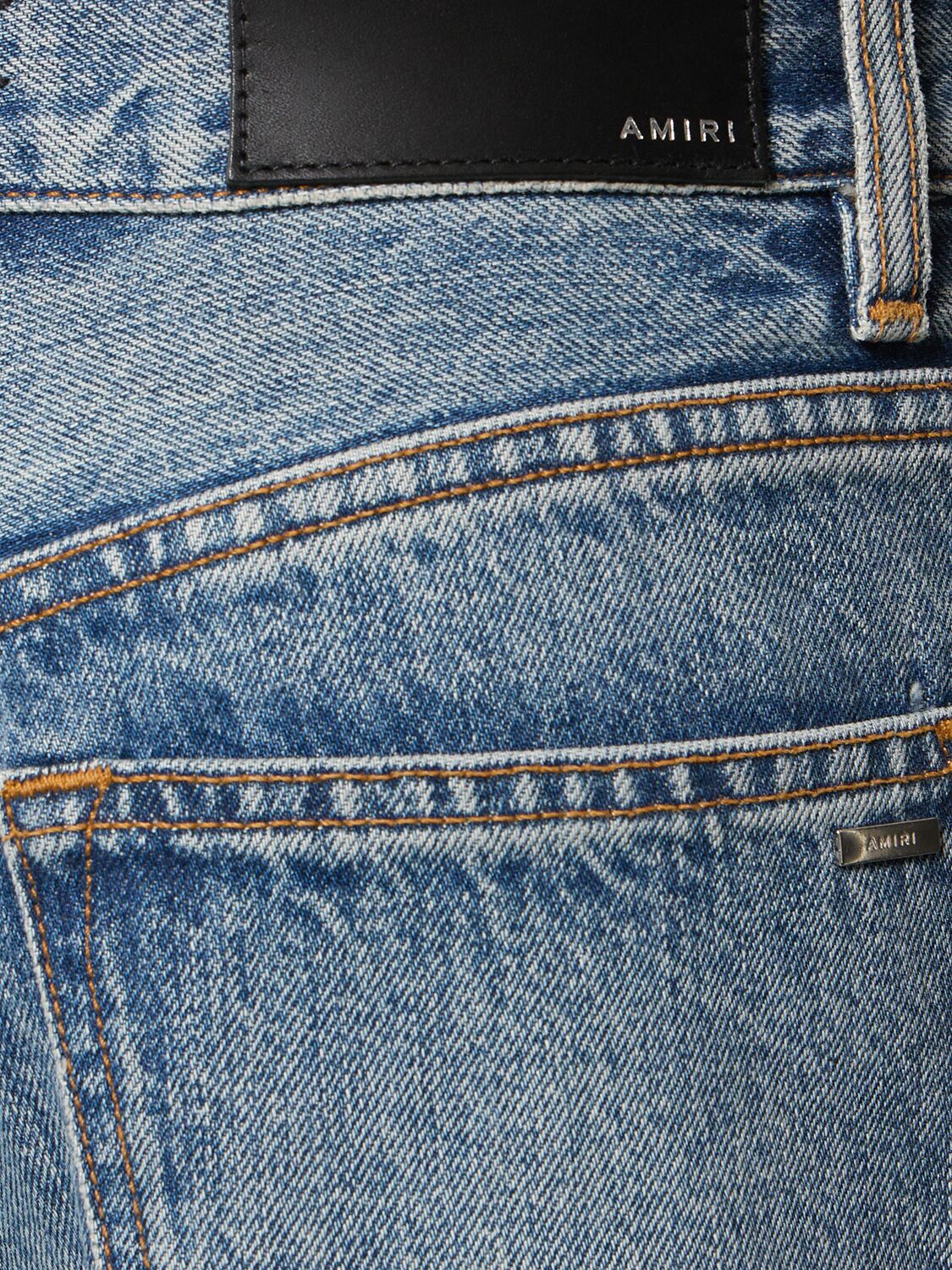 Shop Amiri Wide Cotton Denim Cargo Jeans In Blue