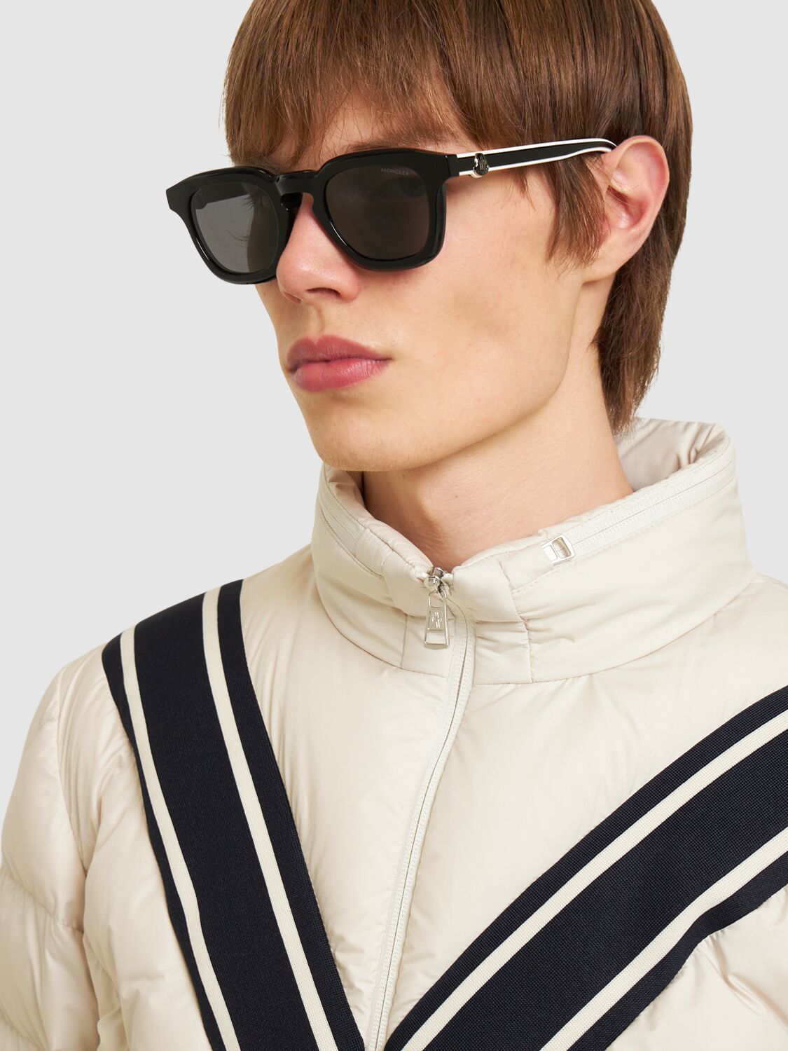 Shop Moncler Gradd Squared Acetate Sunglasses In Shiny Black