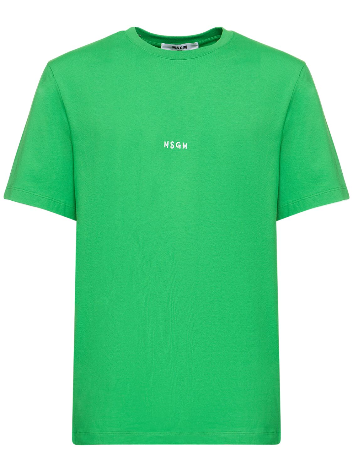 Msgm Micro Logo Cotton Jersey T-shirt In Green