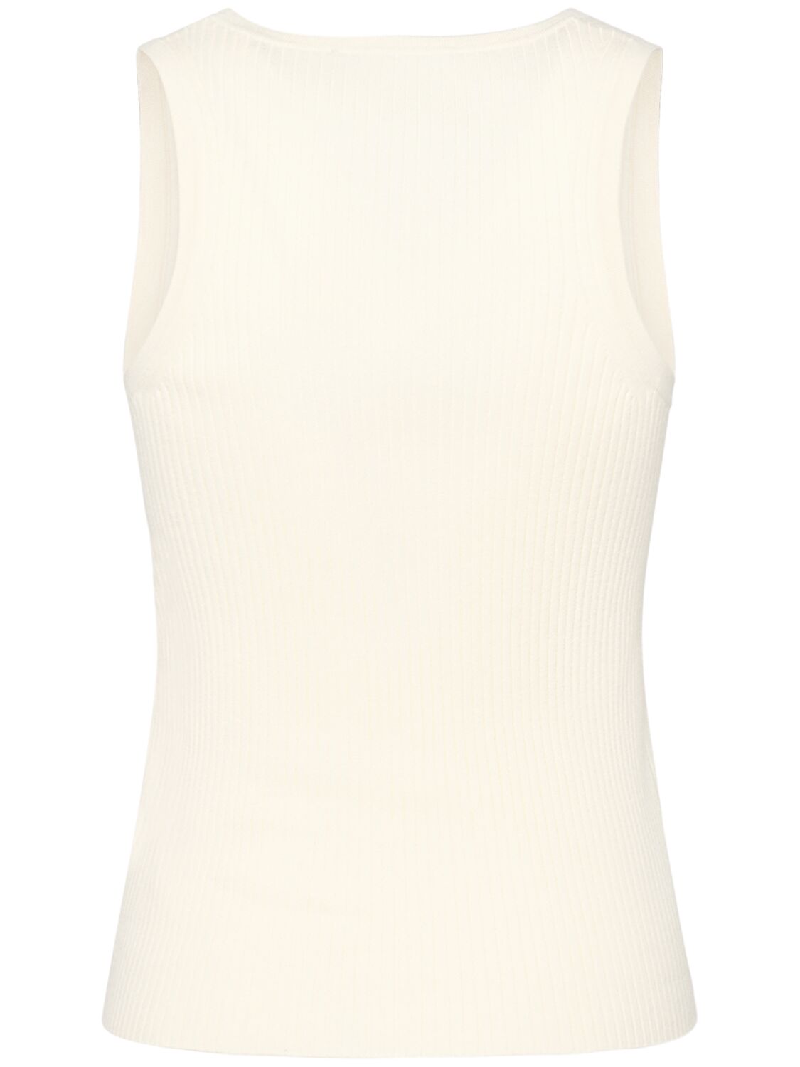 Shop Weekend Max Mara Olimpo Sleeveless Rib Knit Top In Ecru