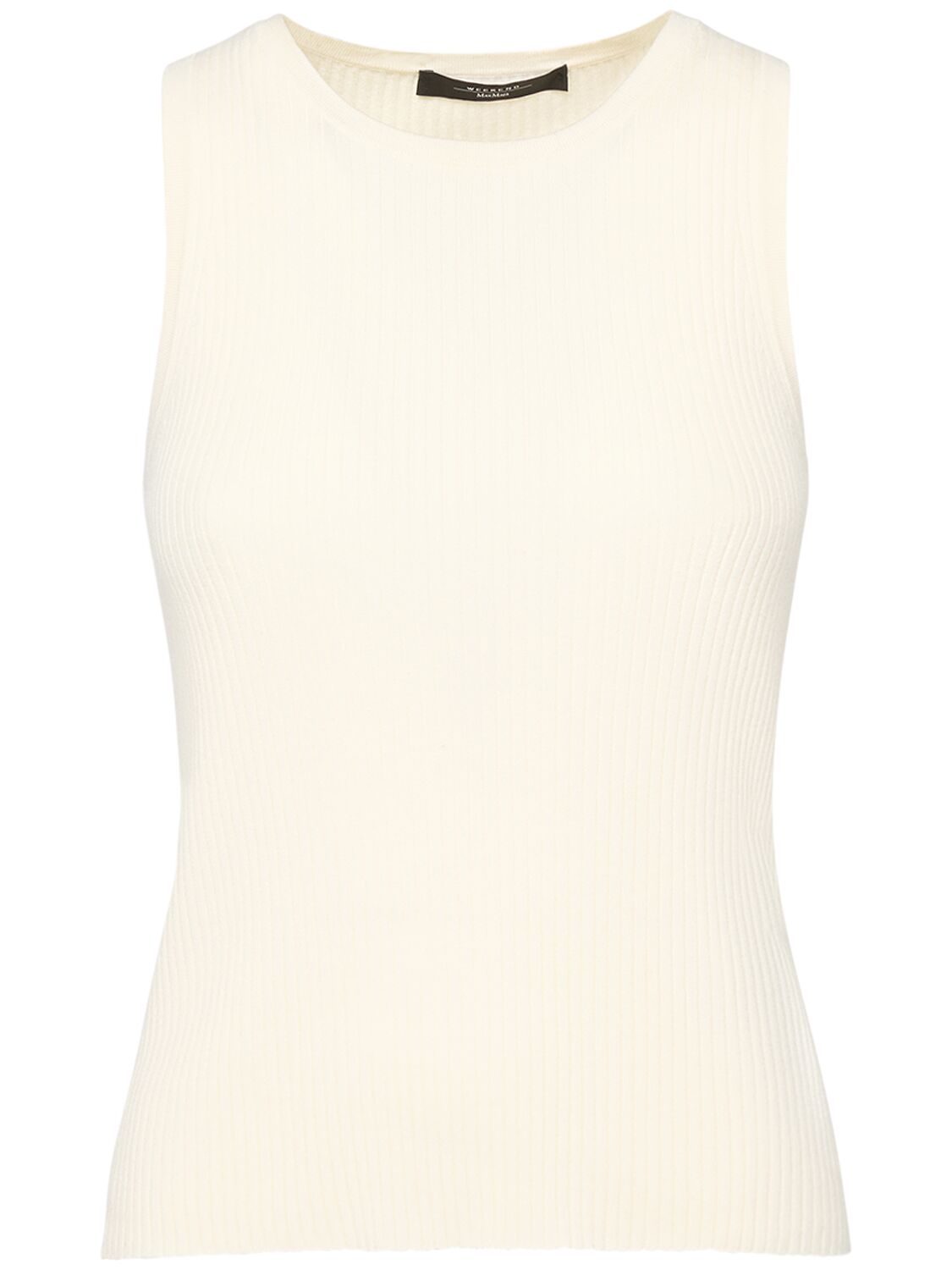 Weekend Max Mara Olimpo Sleeveless Rib Knit Top In Ecru