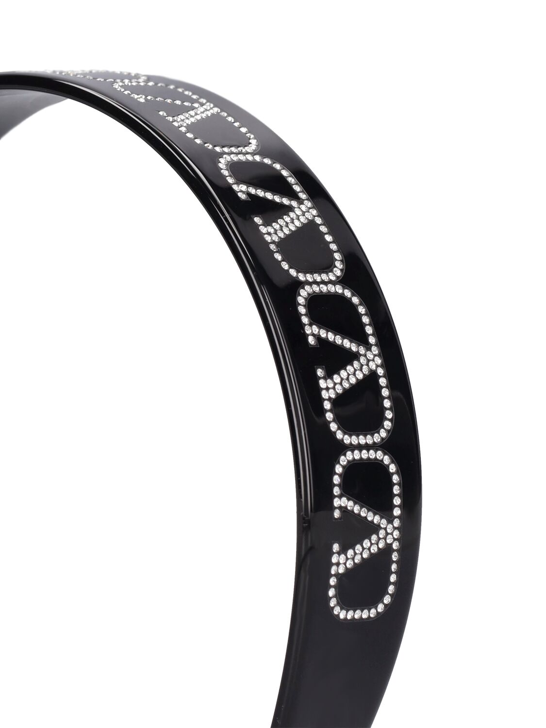 Shop Valentino Crystal V Logo All Over Resin Headband In Black
