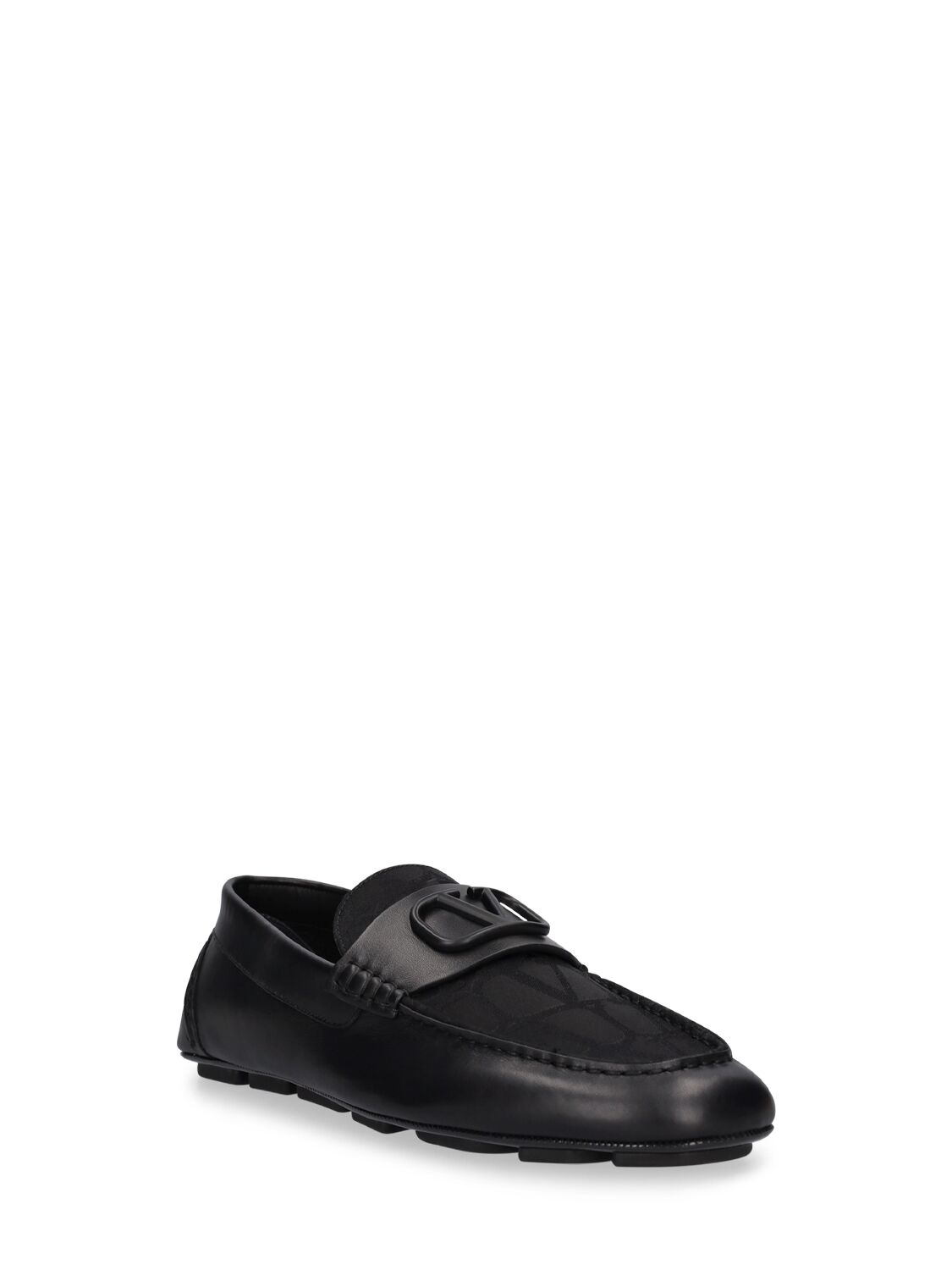 Shop Valentino Driver Vlogo Signature Leather Loafers In Black