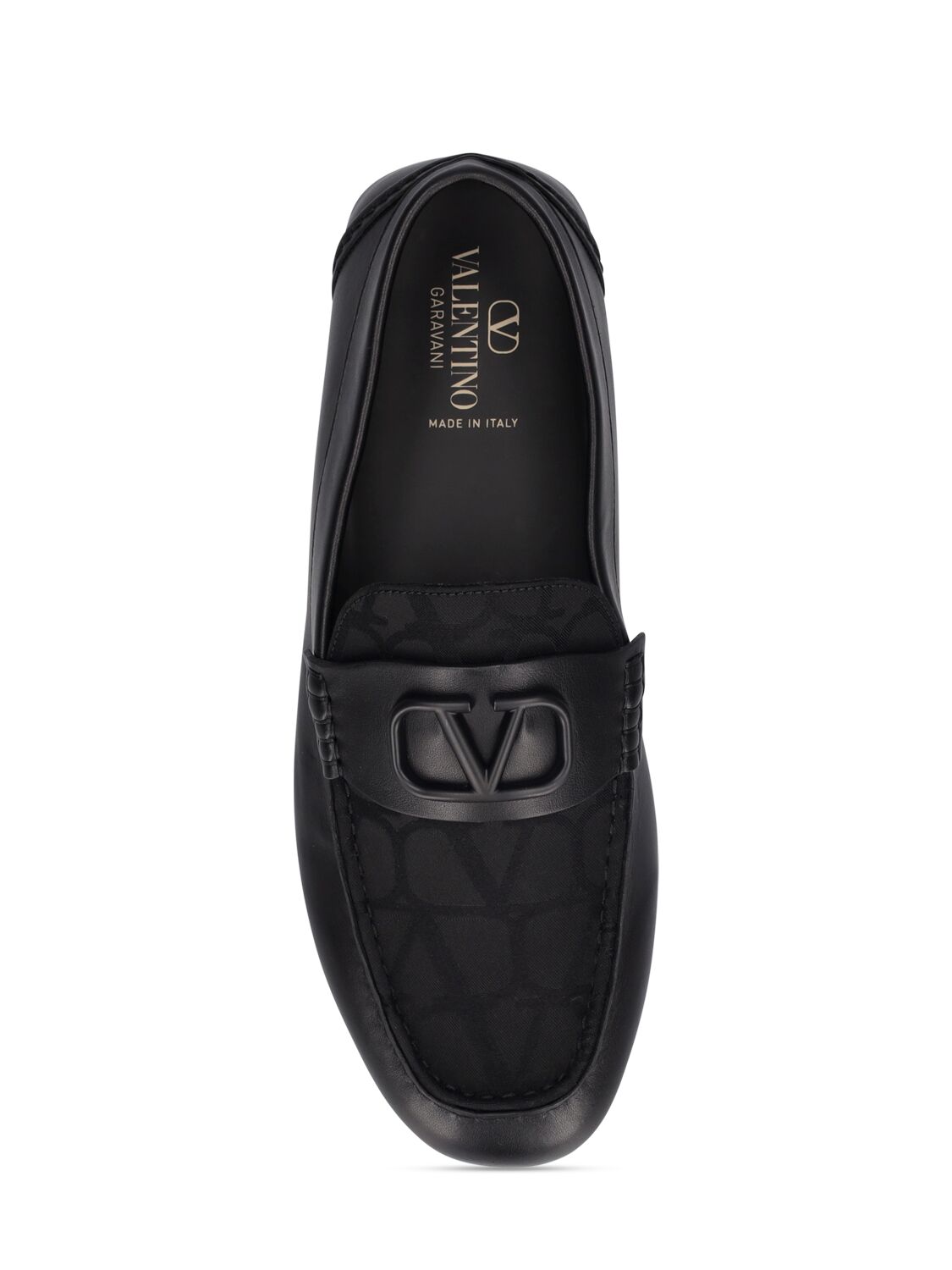 Shop Valentino Driver Vlogo Signature Leather Loafers In Black