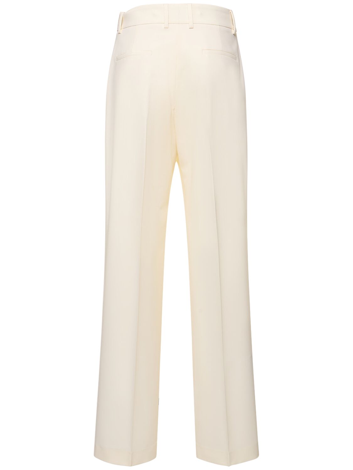 Shop Msgm Stretch Wool Pants In Off White
