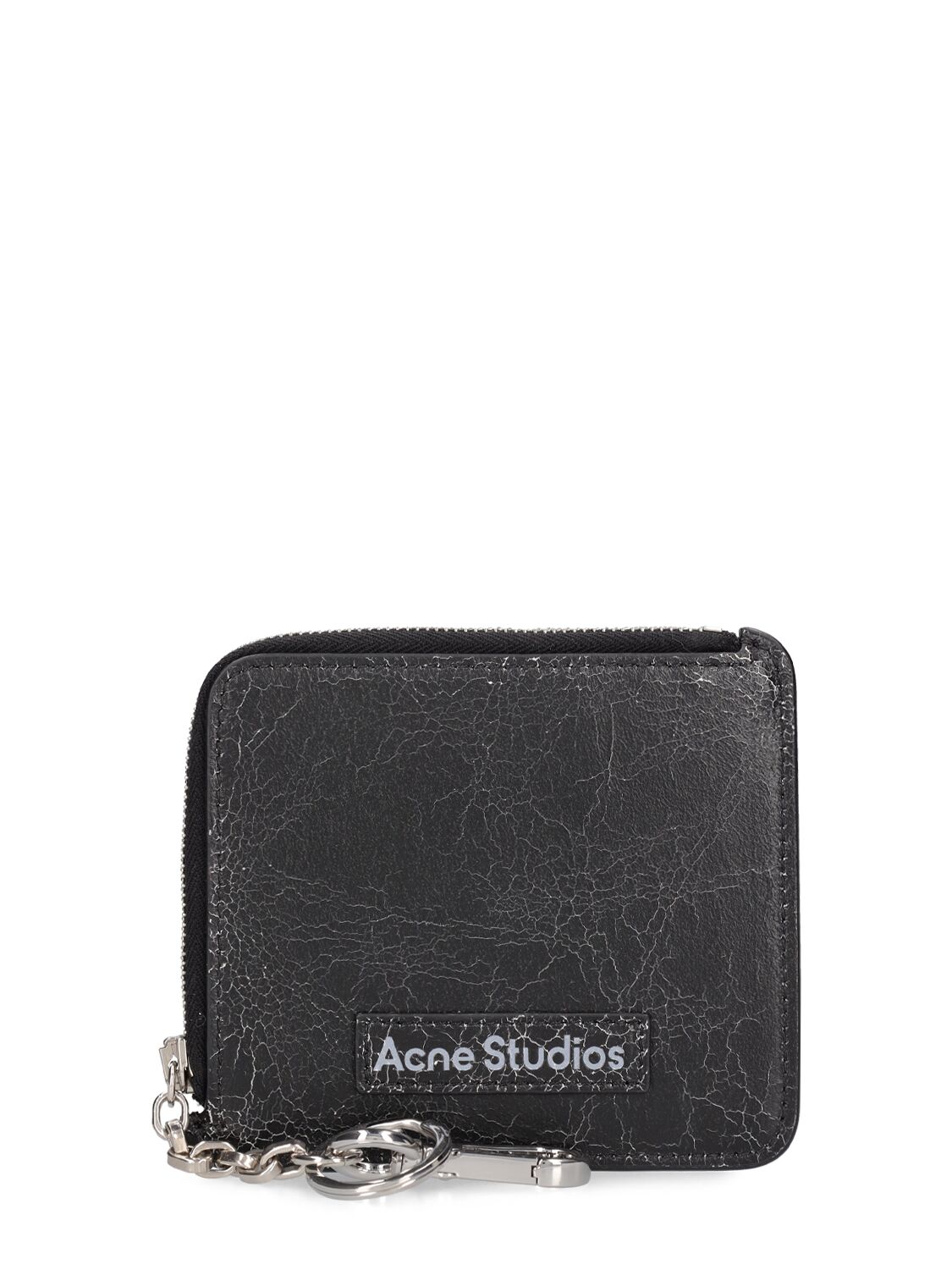 Shop Acne Studios Aquare Leather Zip Coin Purse In Black