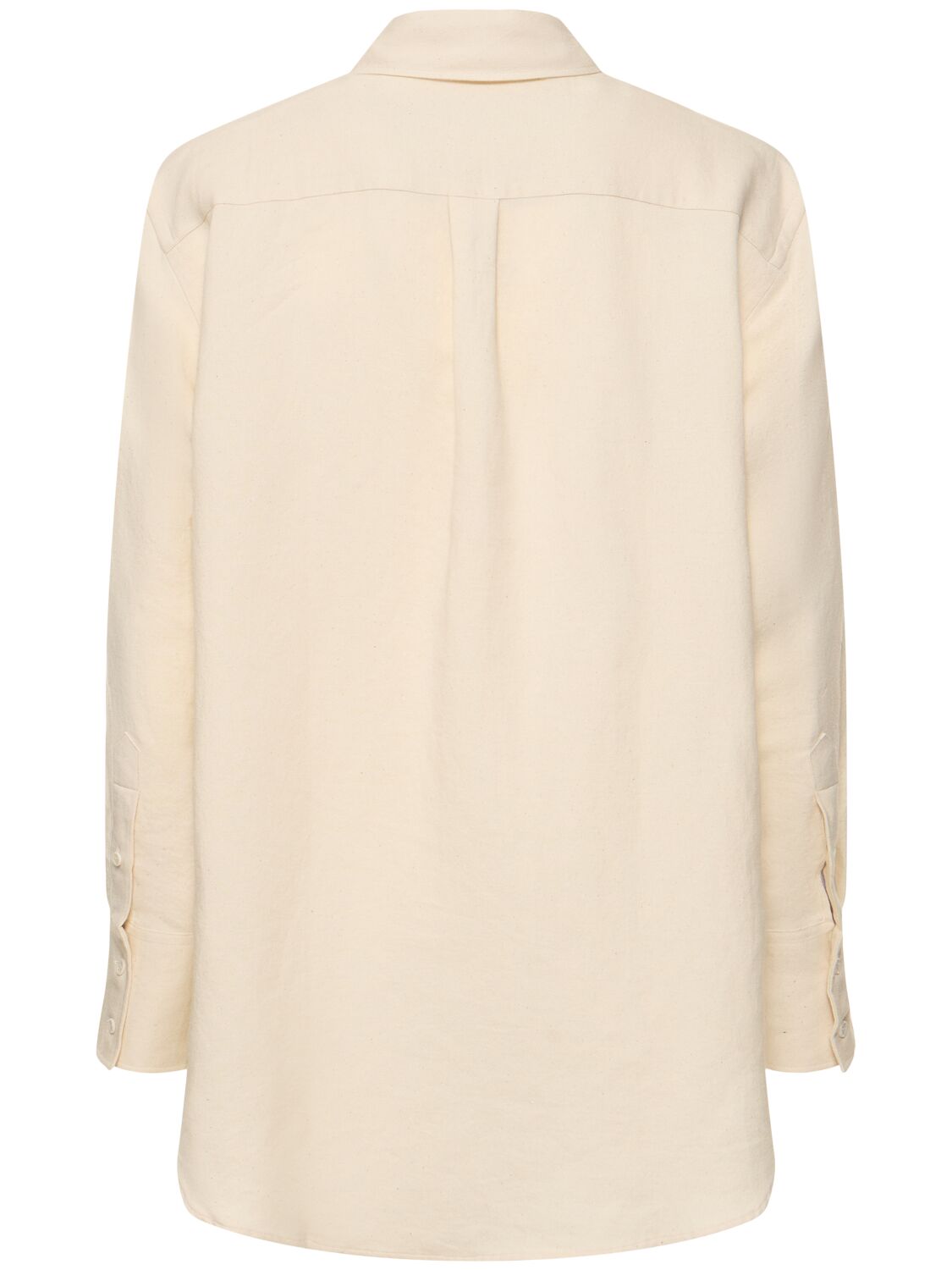 Shop Jw Anderson Oversize Linen & Cotton Shirt In Off White