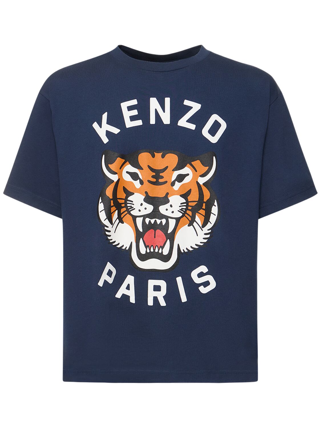 Shop Kenzo Tiger Print Cotton Jersey T-shirt In Navy