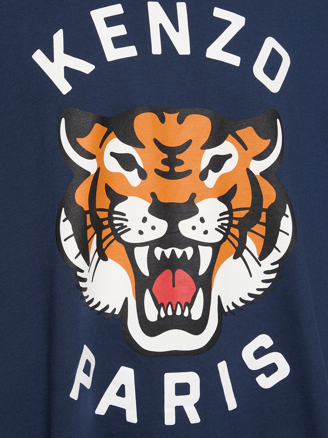 Shop Kenzo Tiger Print Cotton Jersey T-shirt In Navy
