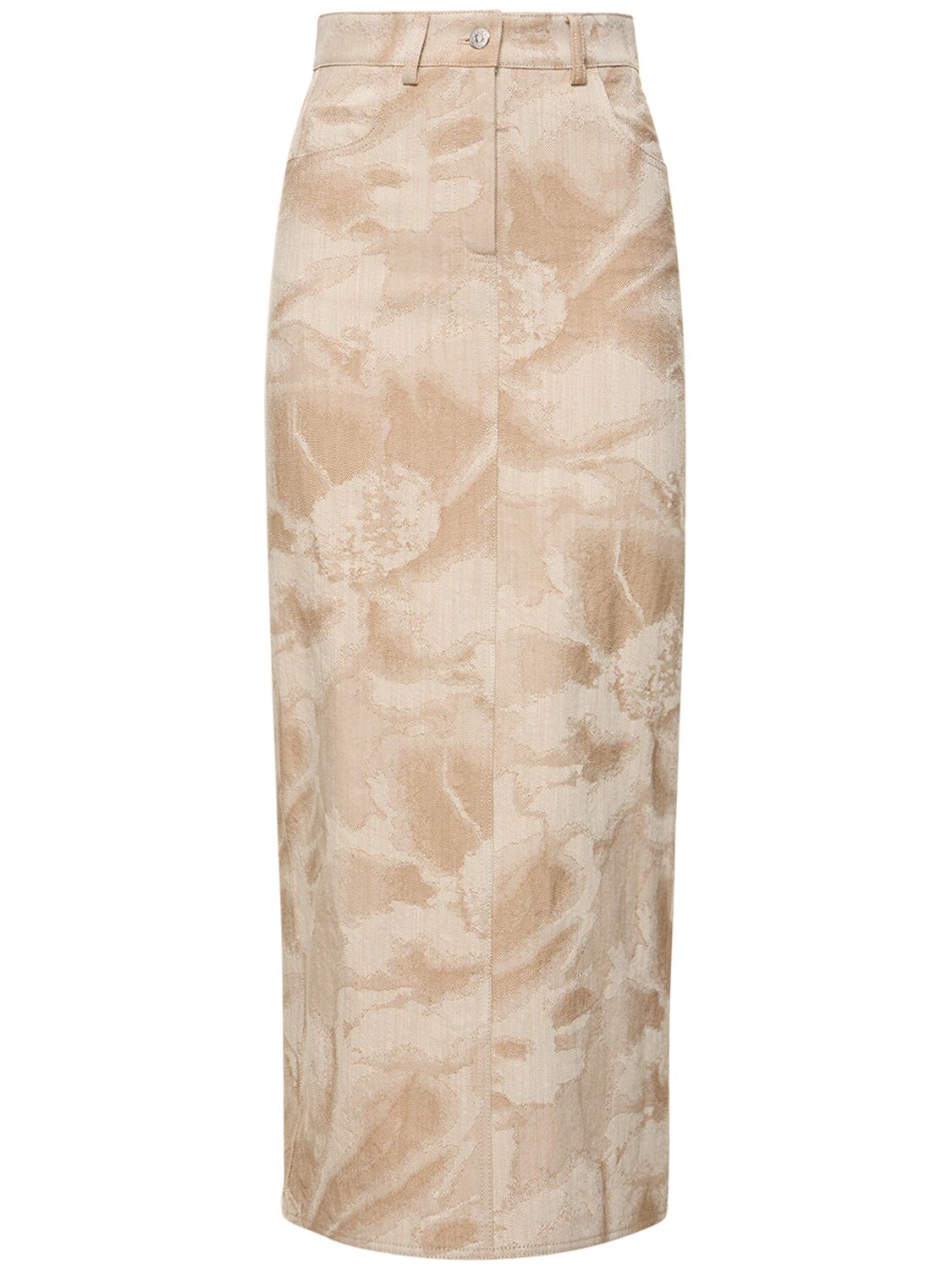 Image of Printed Cotton Blend Midi Skirt