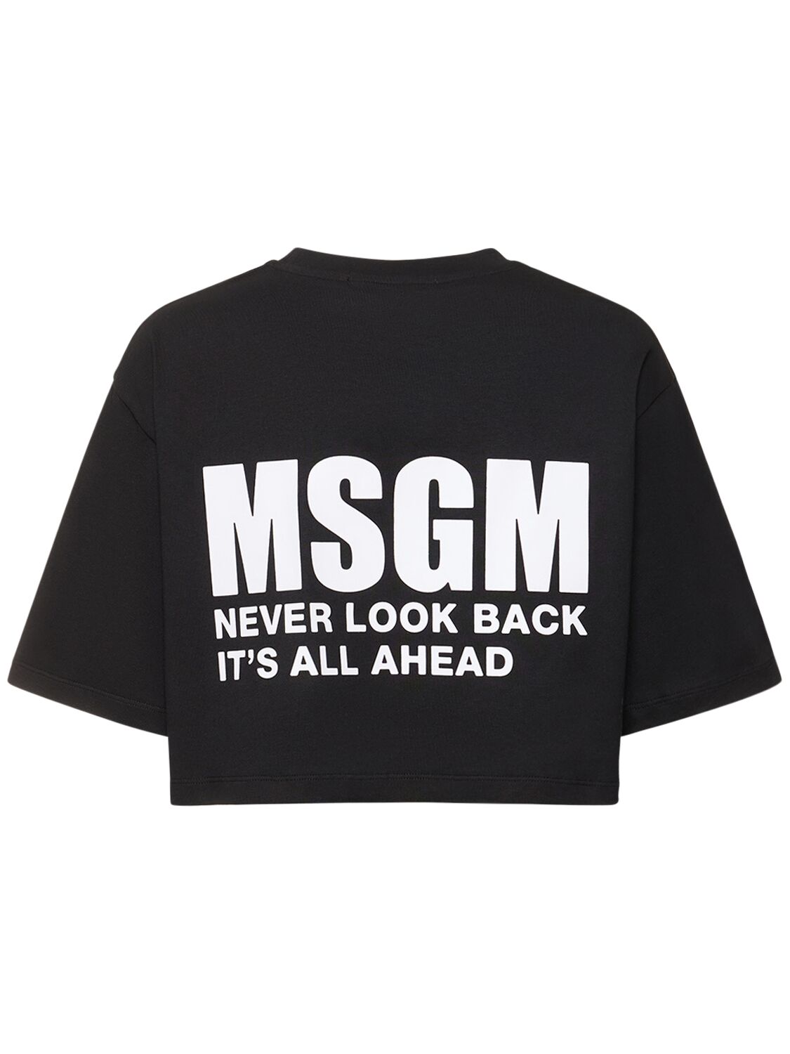 Shop Msgm Cropped Cotton T-shirt In Black