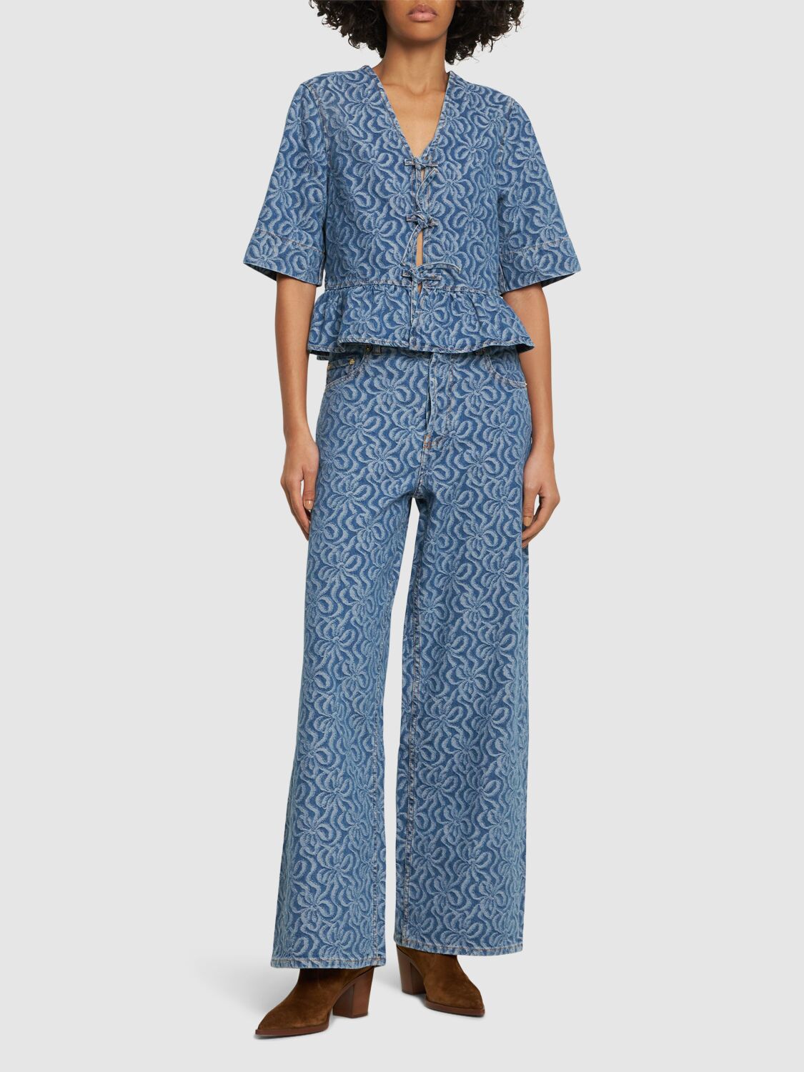 Jacquard Cotton Denim Top