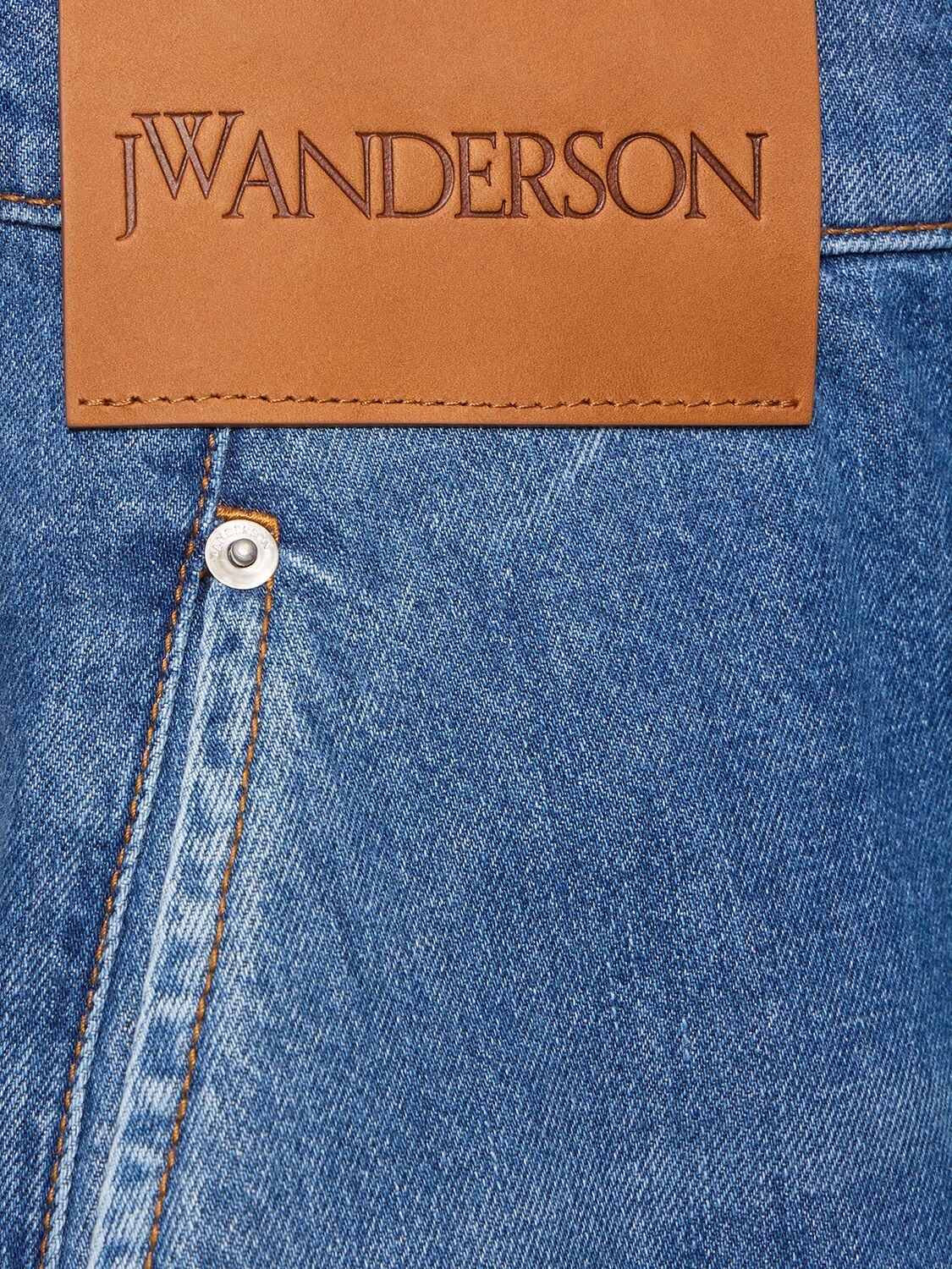 Shop Jw Anderson Twisted Cotton Denim Workwear Shorts In Blue