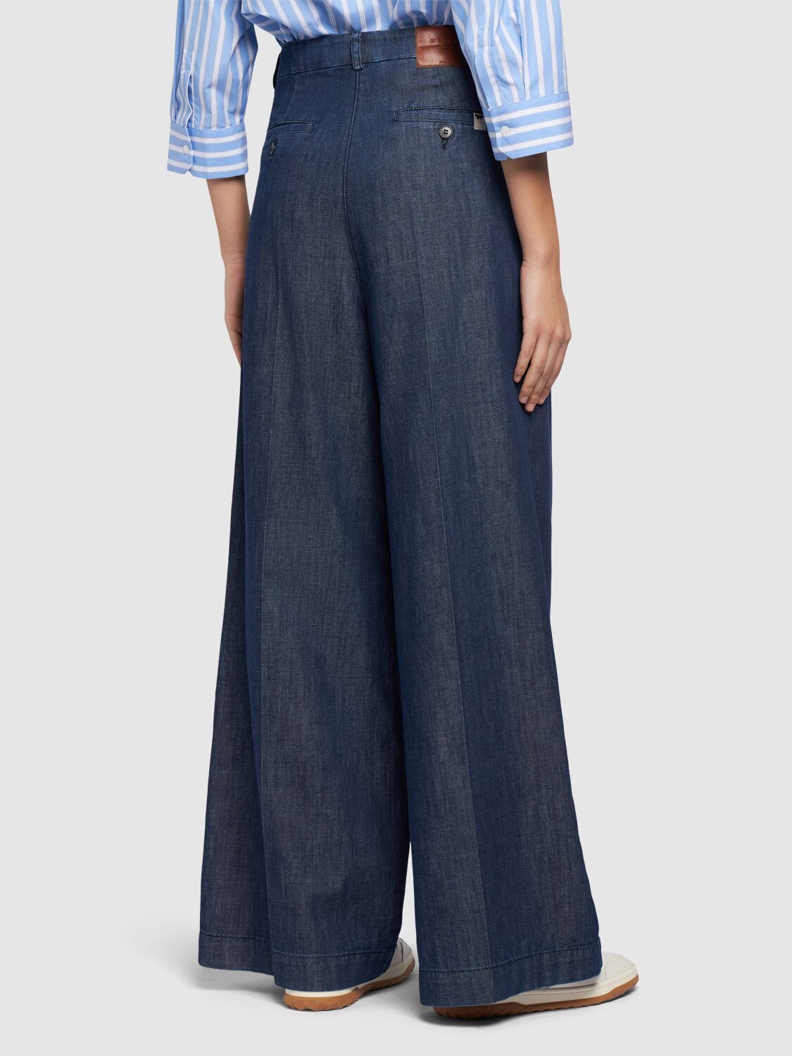 Shop Weekend Max Mara Fuxia High Rise Denim Wide Pants In Dark Blue