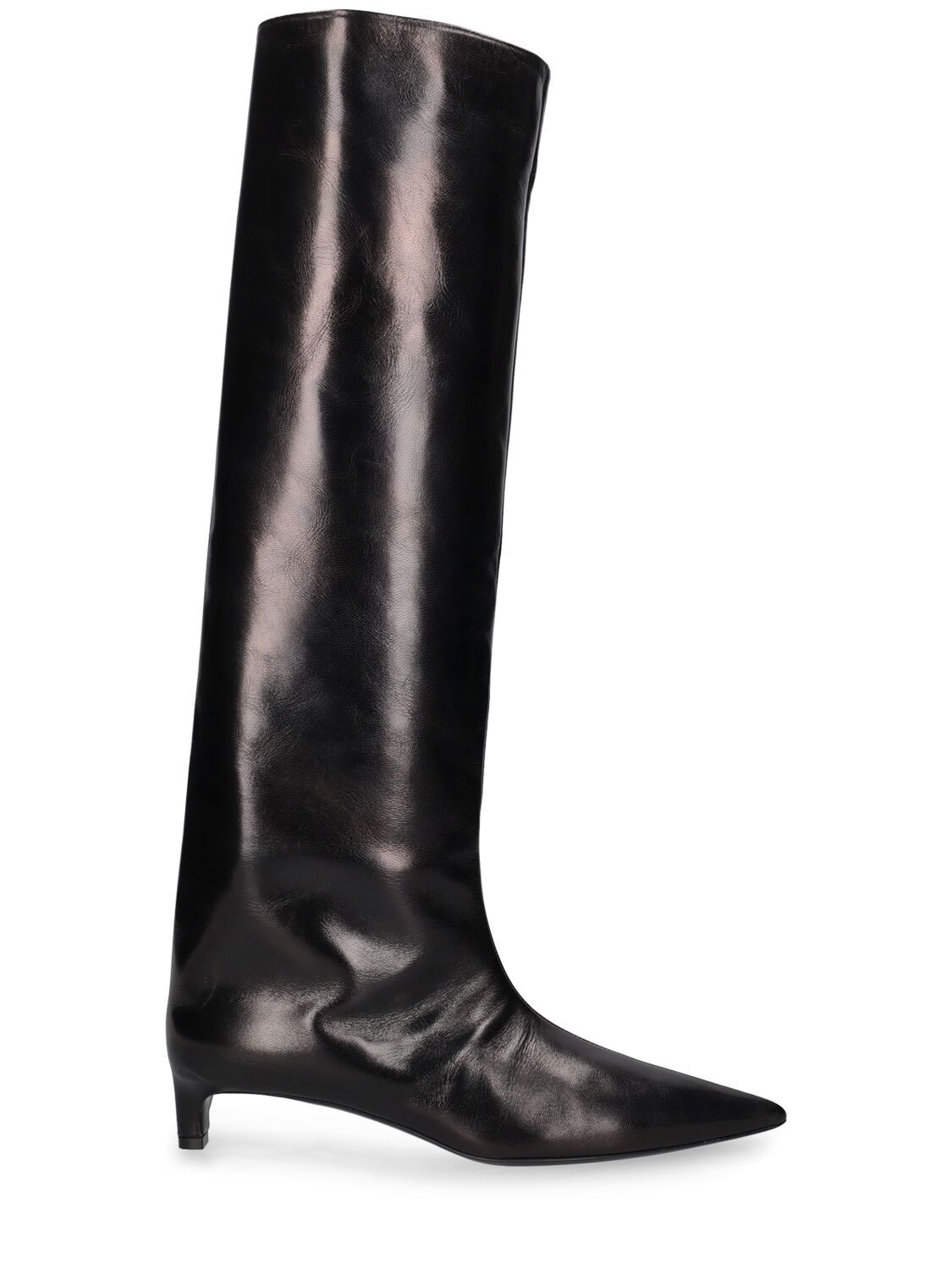 Jil Sander 35mm Leather Tall Boots In Black