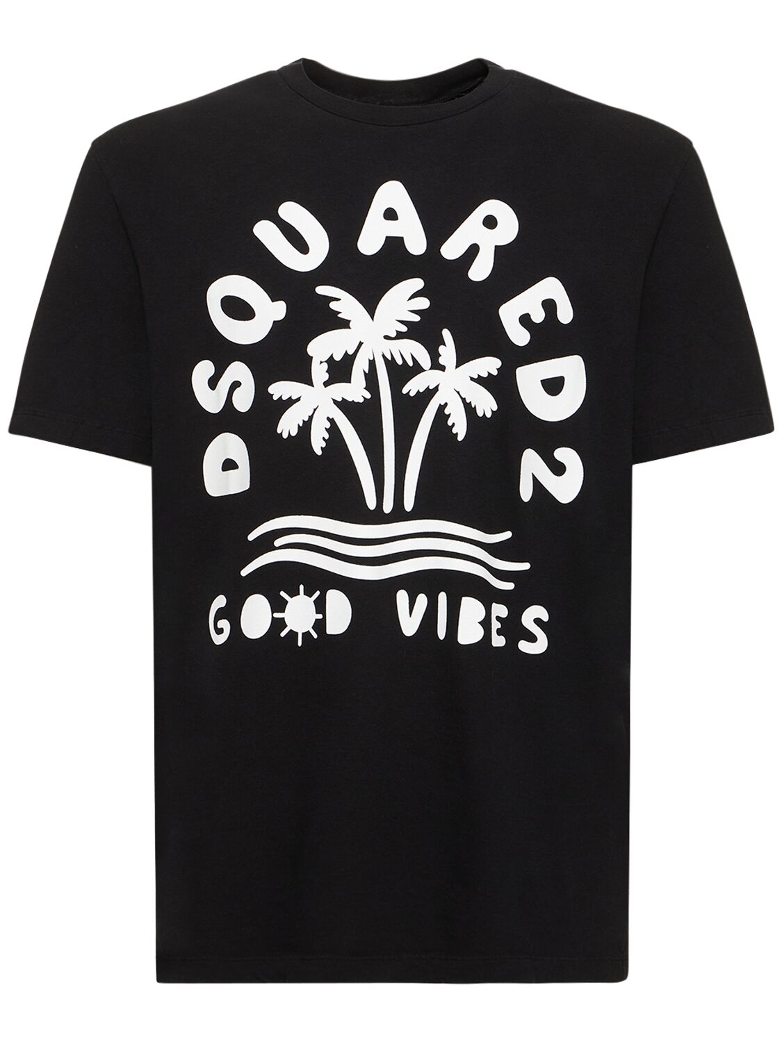 Dsquared2 Printed Japanese Cotton Jersey T-shirt In Black