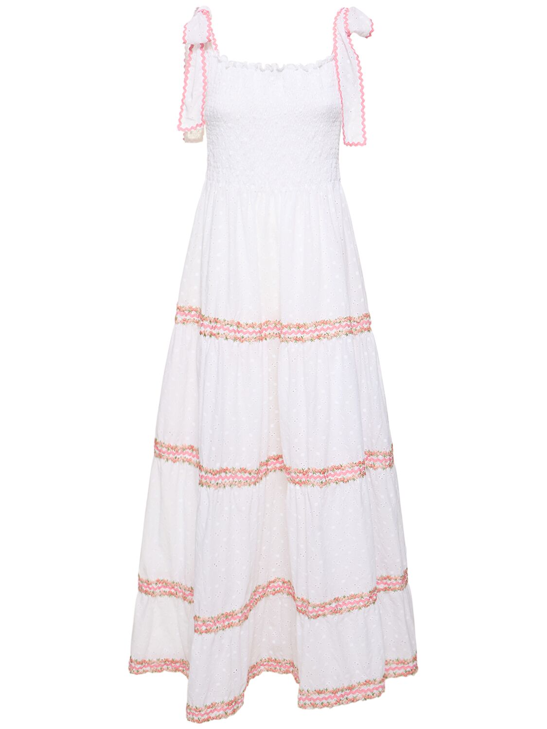 Flora Sardalos Embroidery Cotton Lace-up Dress In White
