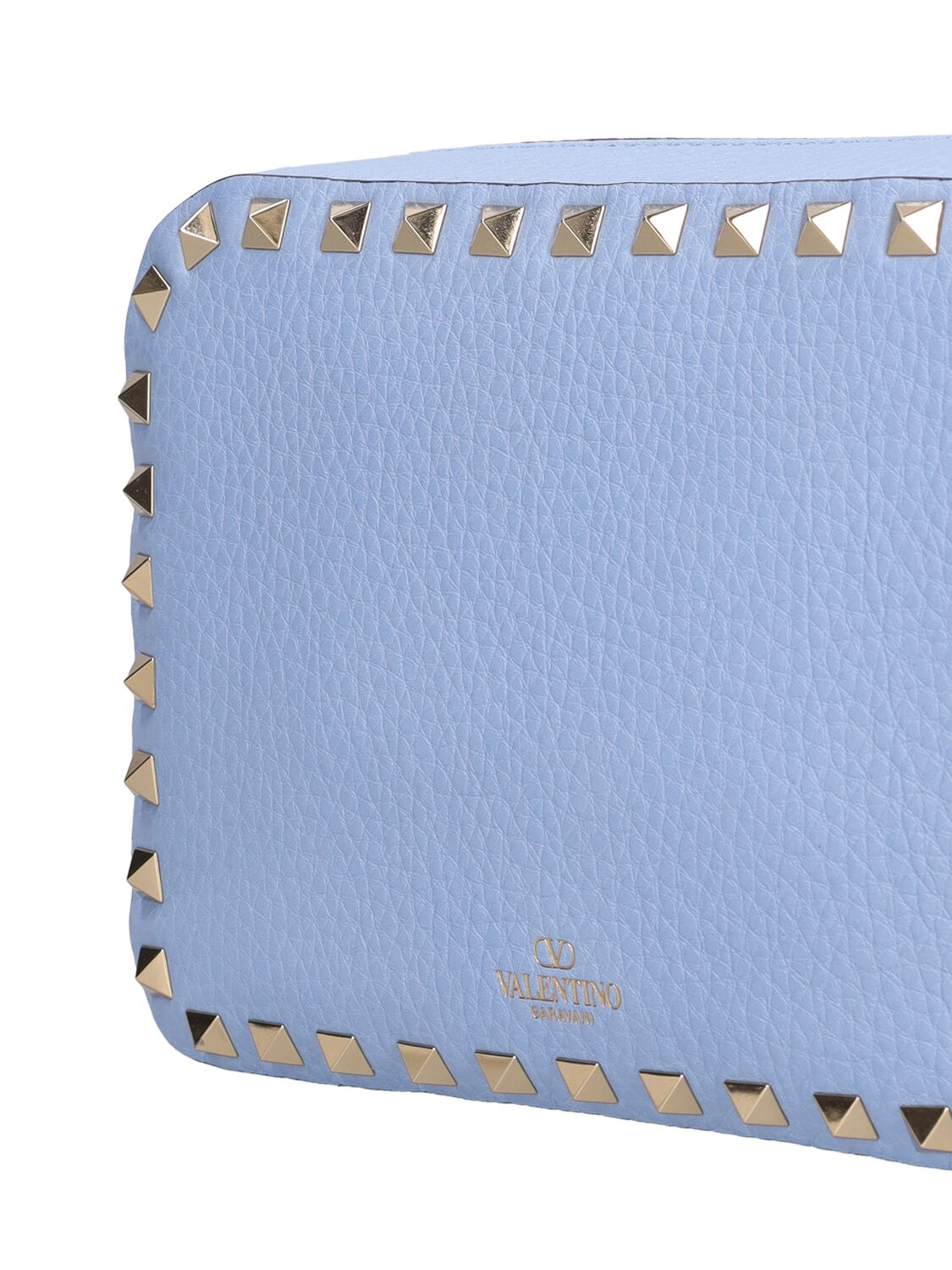 Shop Valentino Rockstud Leather Crossbody Bag In Poplin Blue