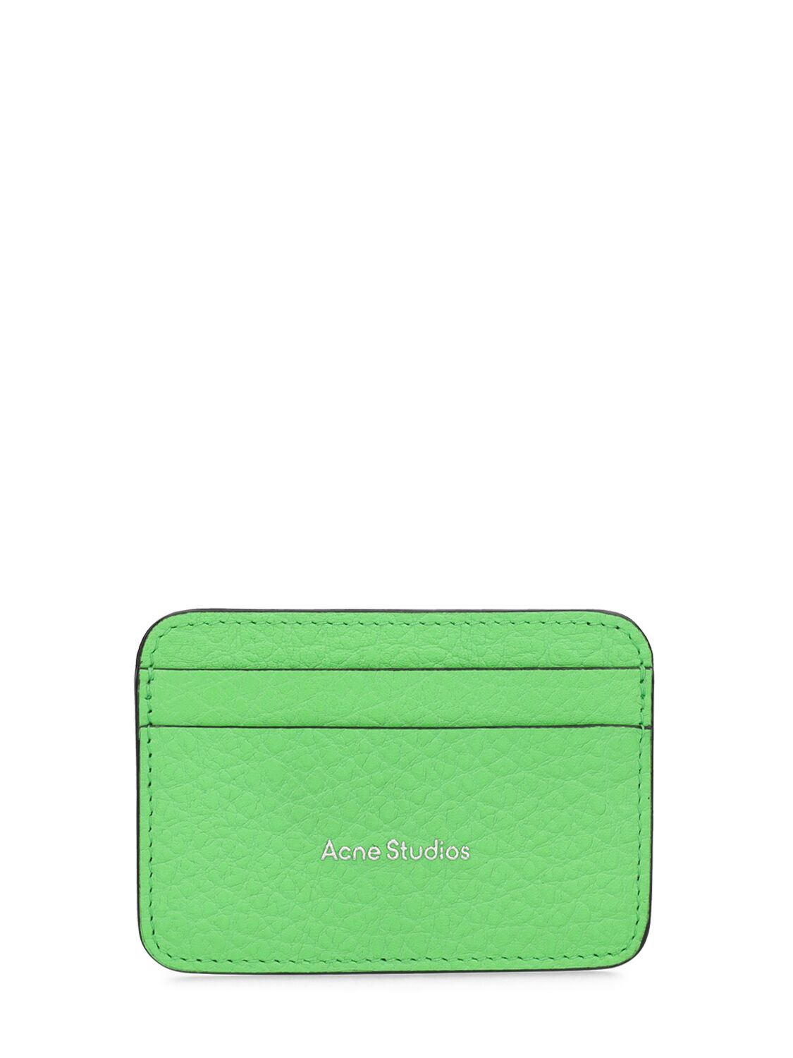 Acne Studios Embossed Signature Grained Leather Card Case In Green