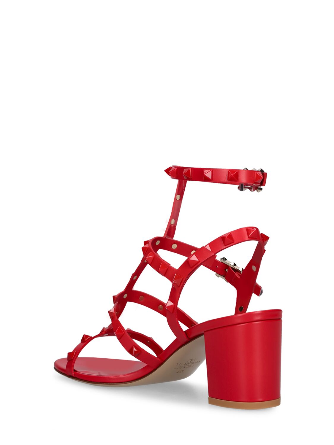 Shop Valentino 60mm Rockstud Leather Sandals In Red