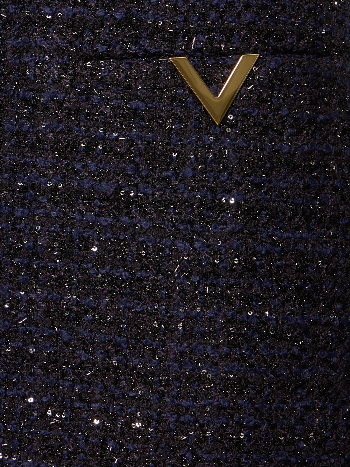 Shop Valentino Tweed Lurex Mini Skirt In Navy
