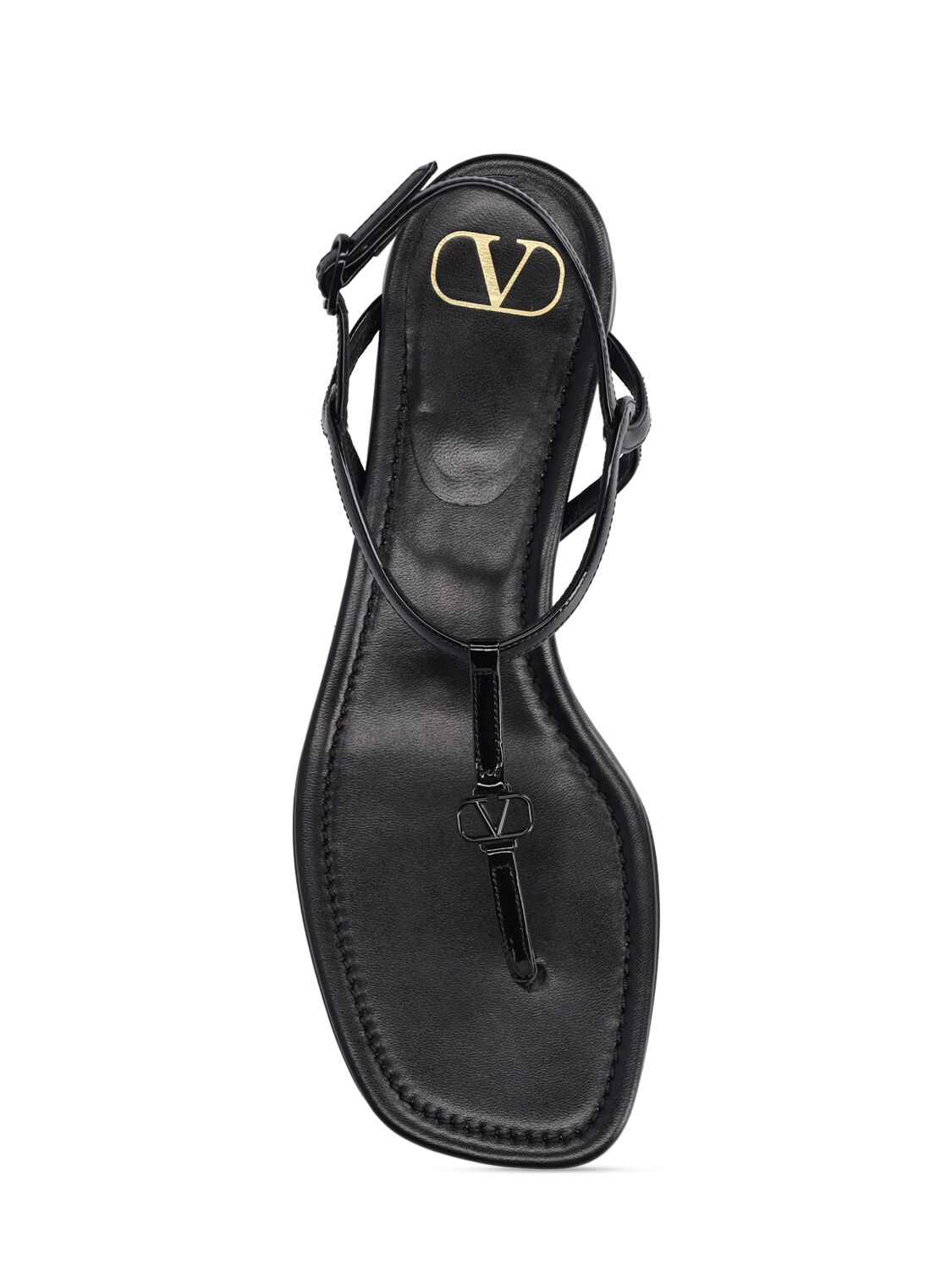 Shop Valentino 20mm Vlogo Signature Patent Sandals In Black