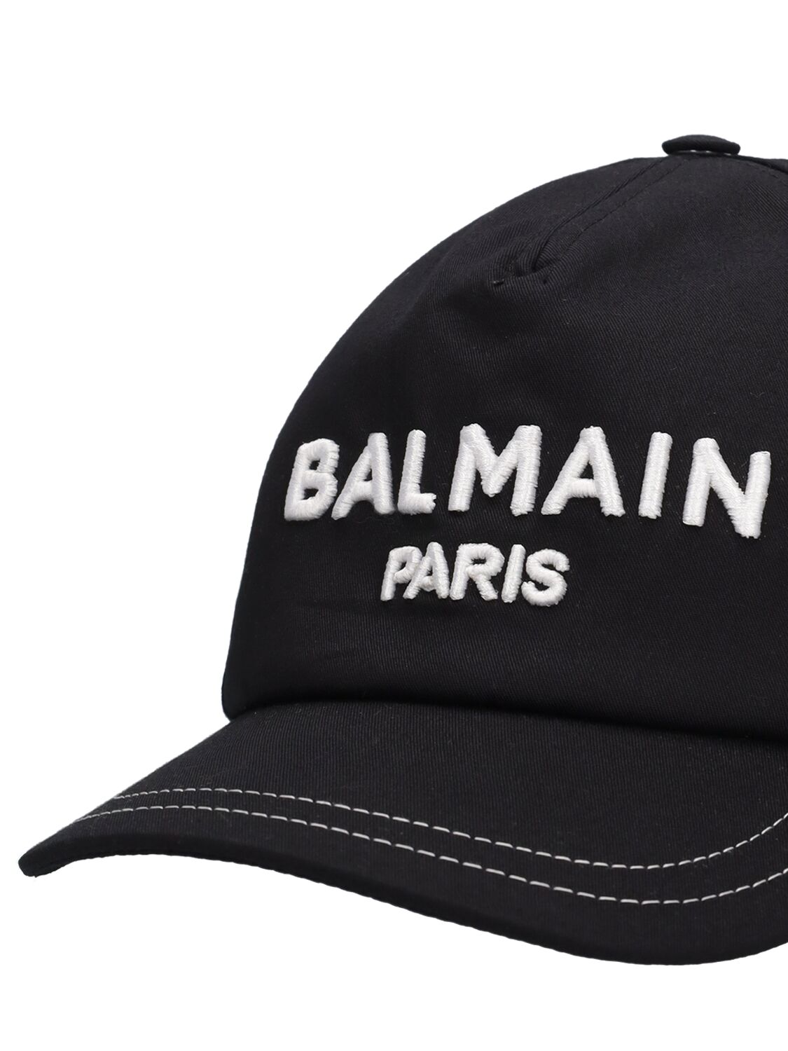 Shop Balmain Cotton Gabardine Baseball Cap In Black