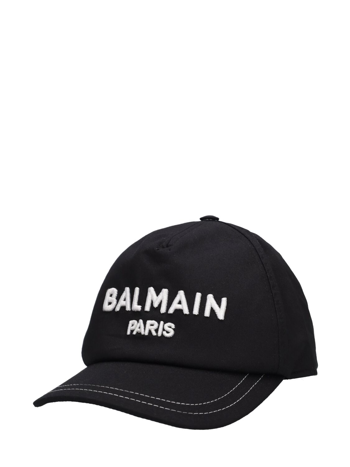 Shop Balmain Cotton Gabardine Baseball Cap In Black