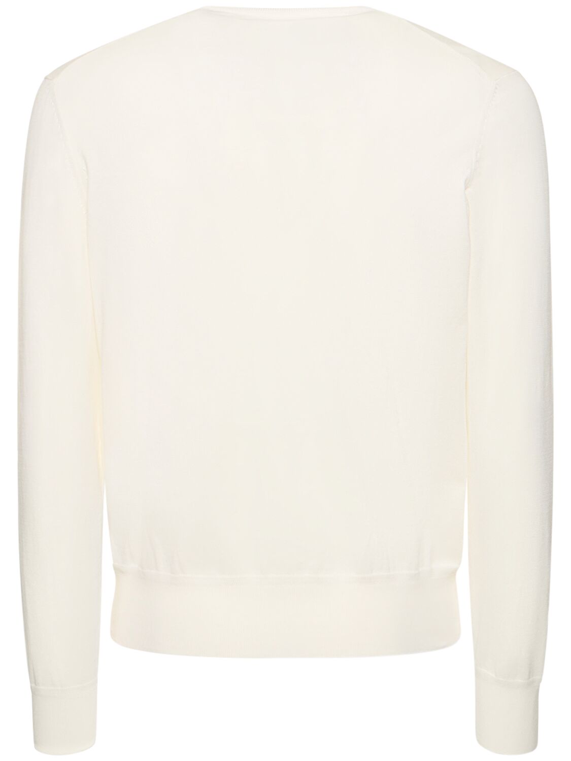 Shop Tom Ford Superfine Cotton V Neck Sweater In Ivory