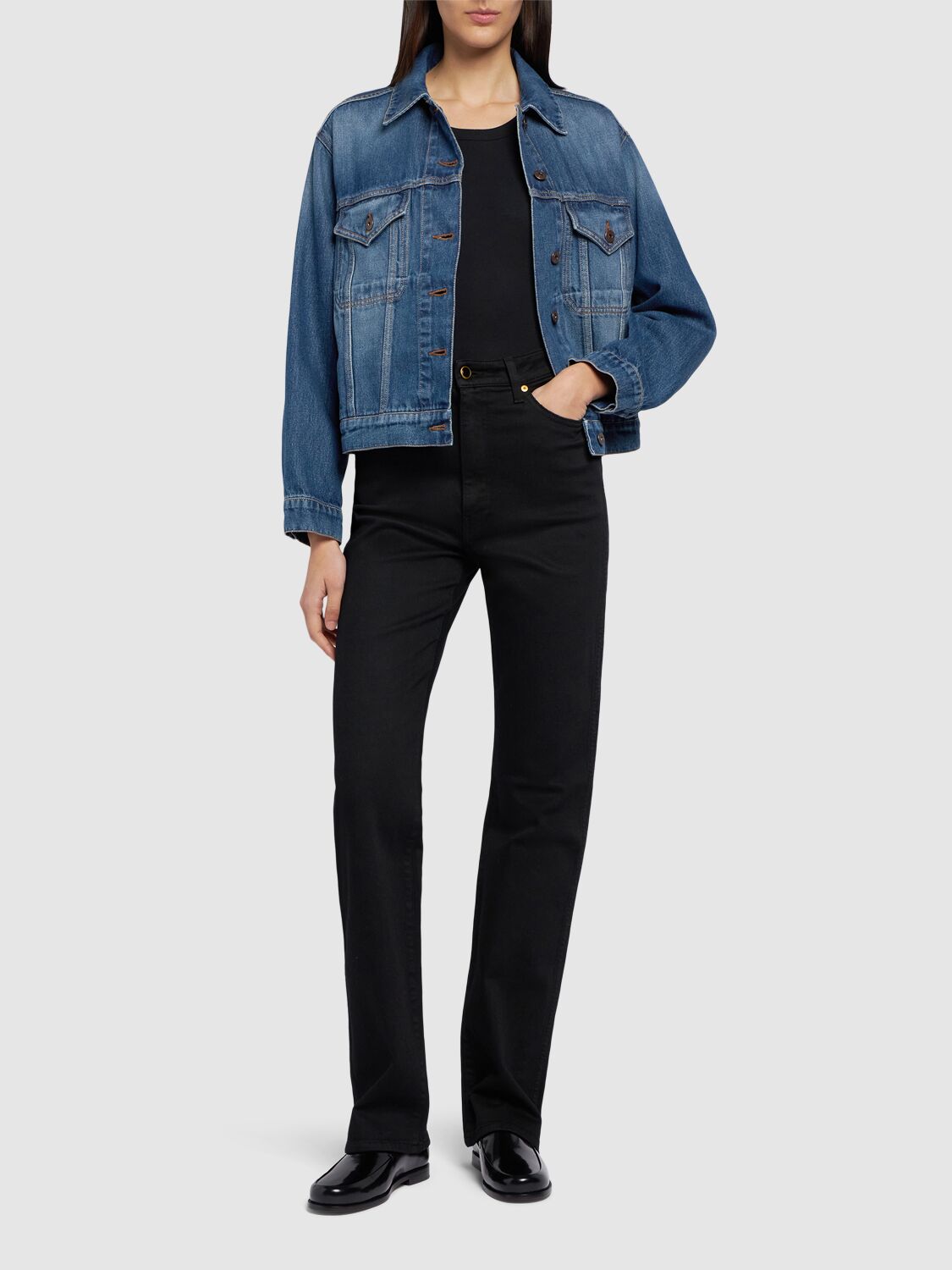 Shop Weekend Max Mara Napoli High Pocket Denim Jacket In Blue