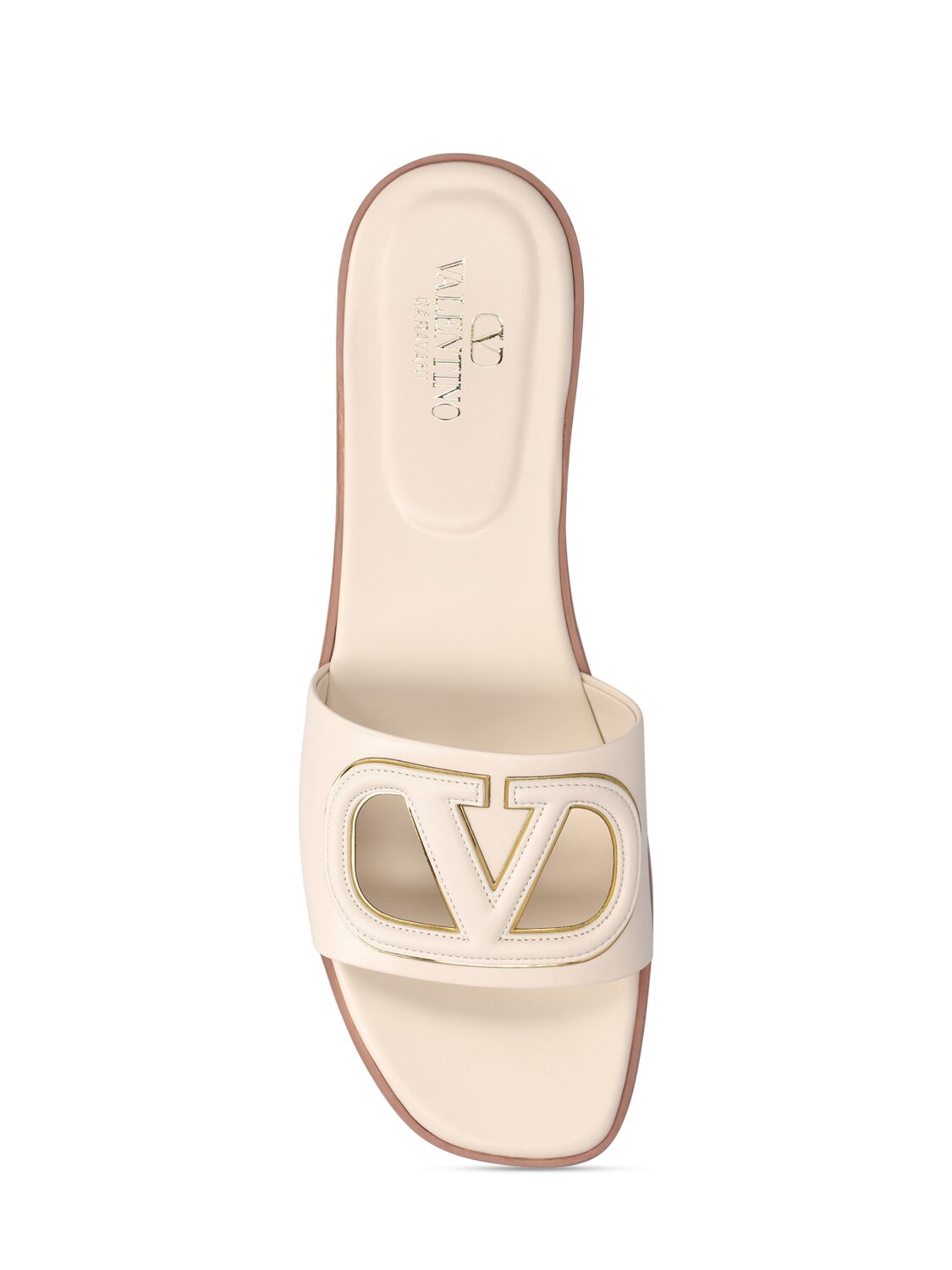Shop Valentino Vlogo Leather Slide Sandals In White
