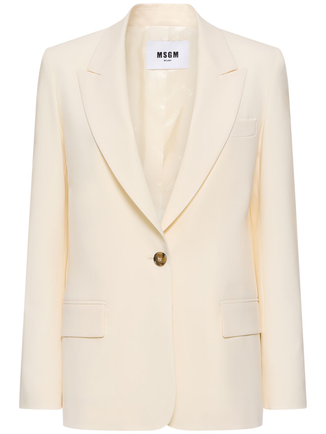 Shop Msgm Stretch Wool Jacket In Off White