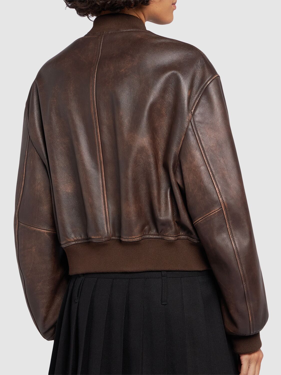 マドマド WEEKEND MAX MARA Hiltex Leather Zip Bomber Jacket | Smart Closet