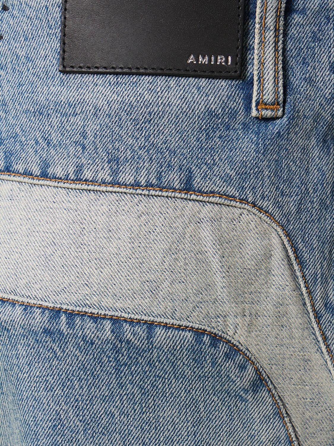 Shop Amiri High Rise Denim Wide Jeans In Blue