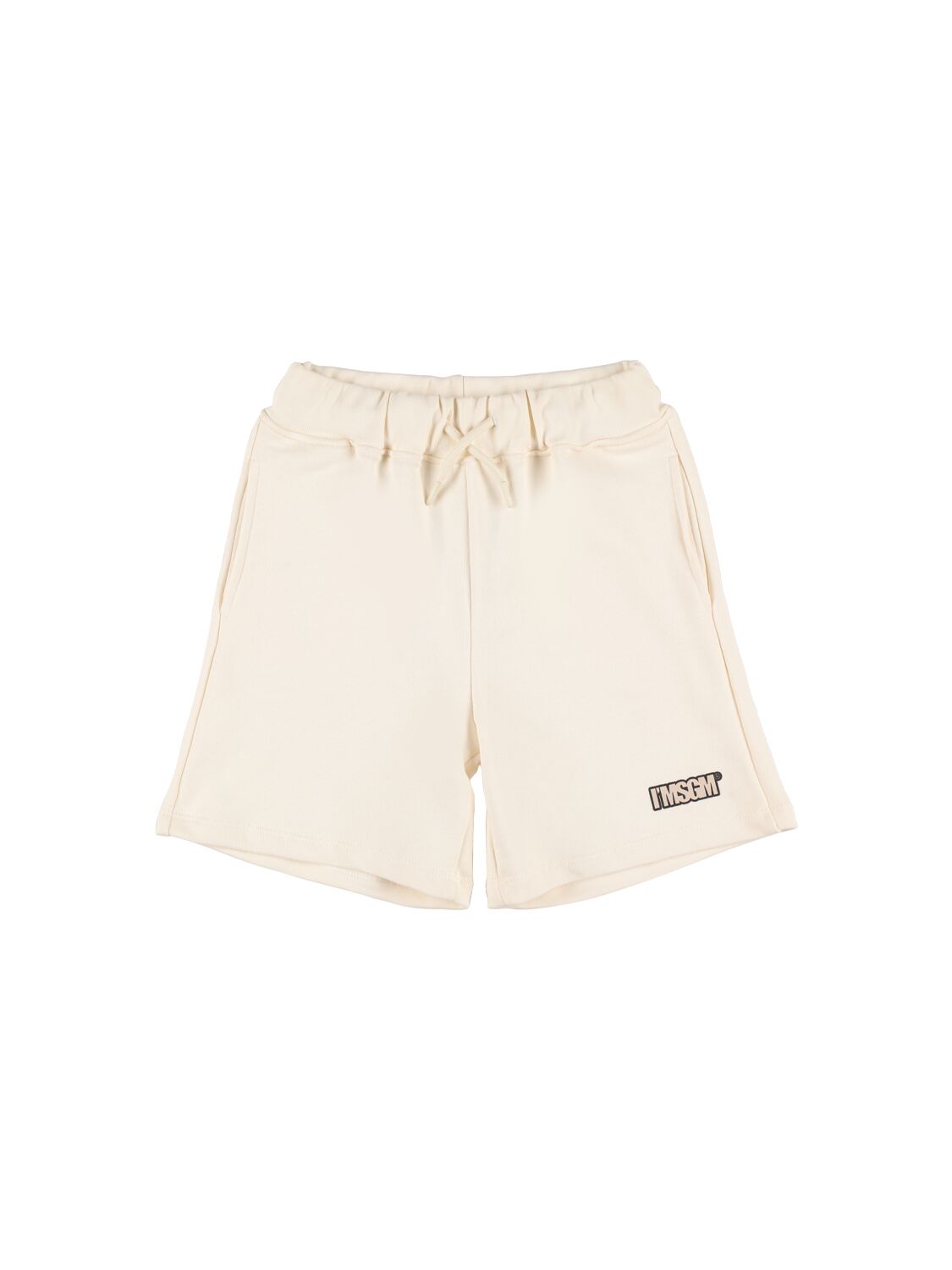 Msgm Kids' Cotton Sweat Shorts W/pockets In White