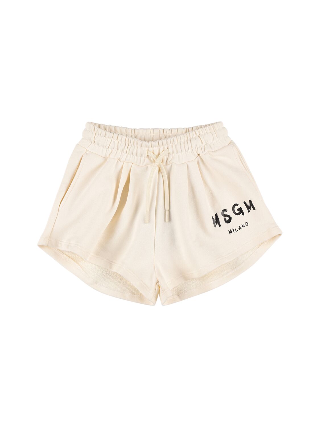 Msgm Kids' Cotton Sweat Shorts In Beige