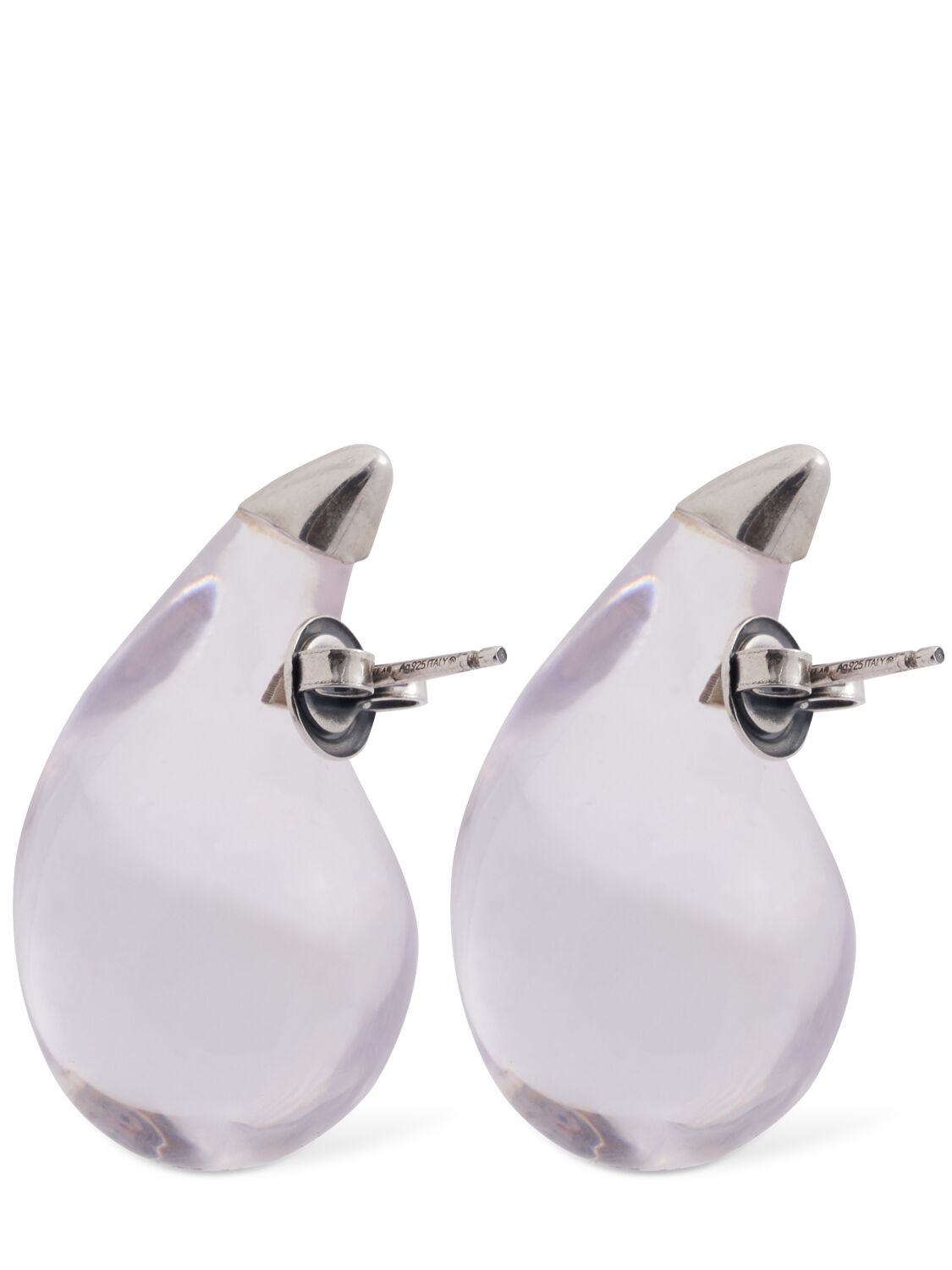 Shop Bottega Veneta Drop Resin & Sterling Silver Earrings In Transparent