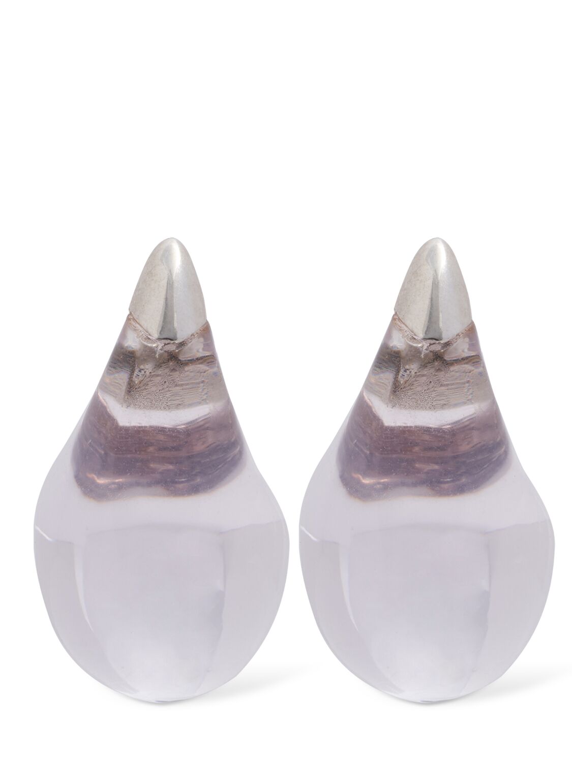 Shop Bottega Veneta Drop Resin & Sterling Silver Earrings In Transparent