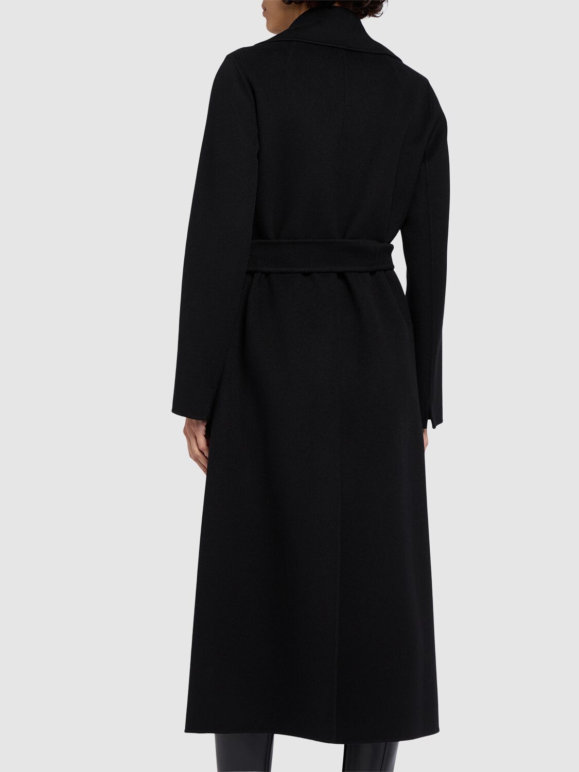 Shop 's Max Mara Paolore Belted Wool Long Coat In Black