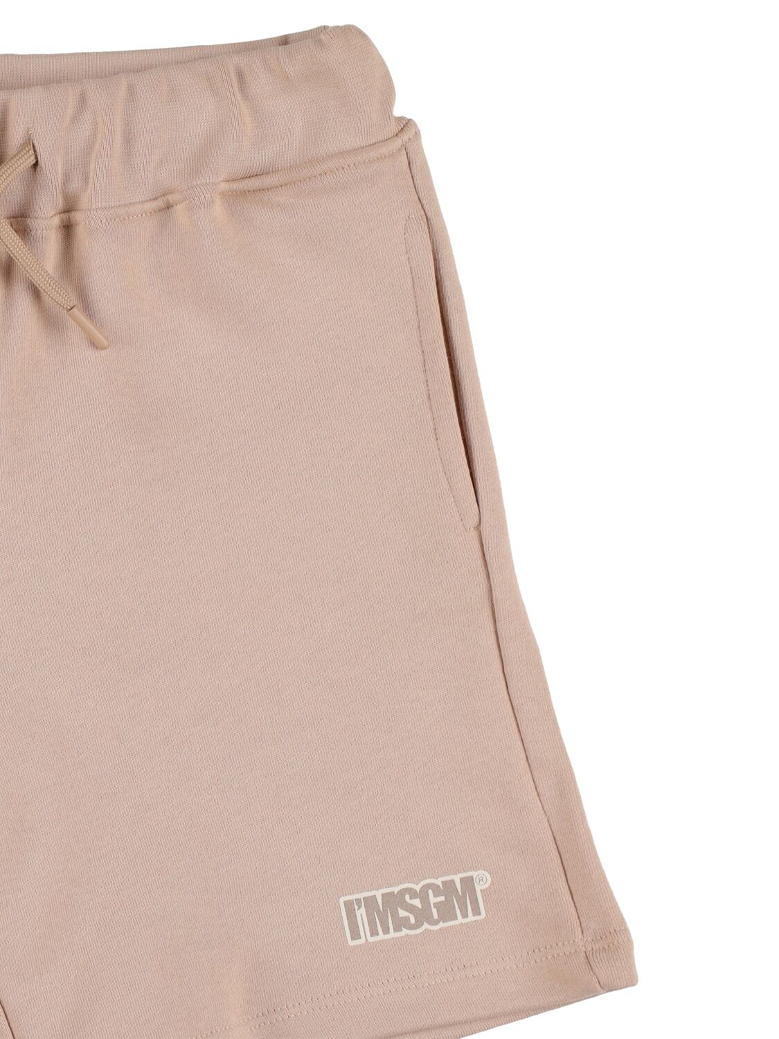 Shop Msgm Cotton Sweat Shorts W/pockets In Beige