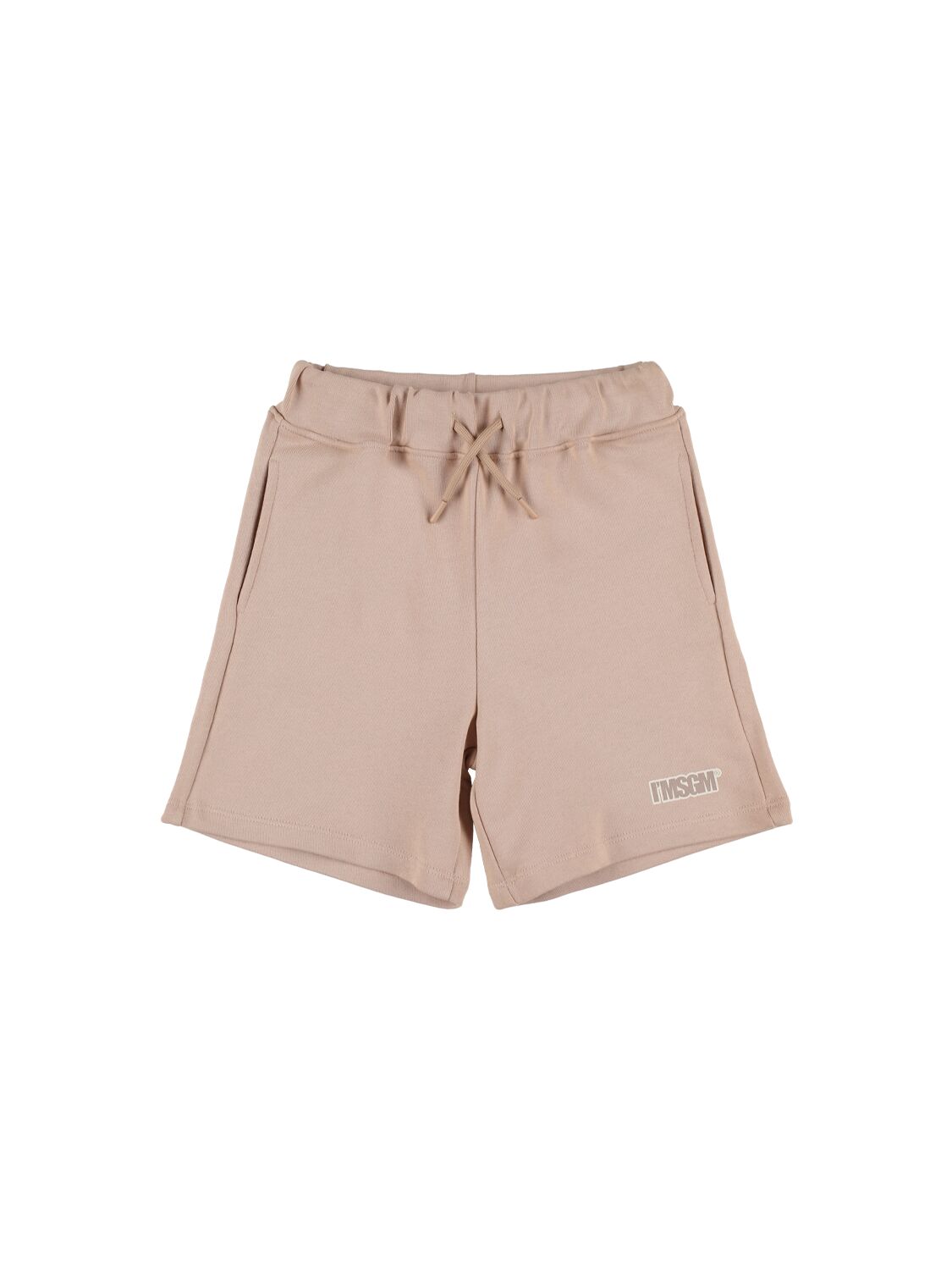 Msgm Kids' Cotton Sweat Shorts W/pockets In Beige